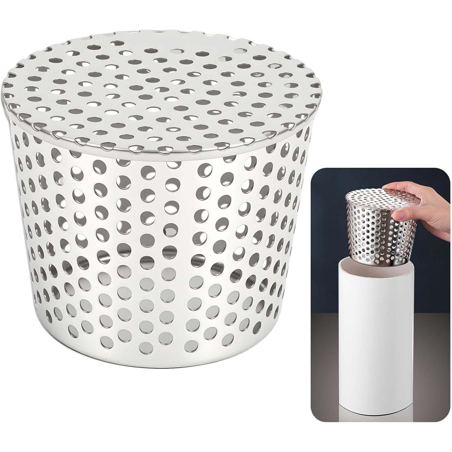 JOYOLEDER Dachrinnenreiniger Dachrinnen Laubschutz aus Edelstahl, Regenrinnen Laubschutz, (Fallrohrschutz, Laubschutz Dachrinne, Laubfang Fallrohr, für Flachdachablauf, Abflüsse und Fallrohre, Dachrinne Sieb)