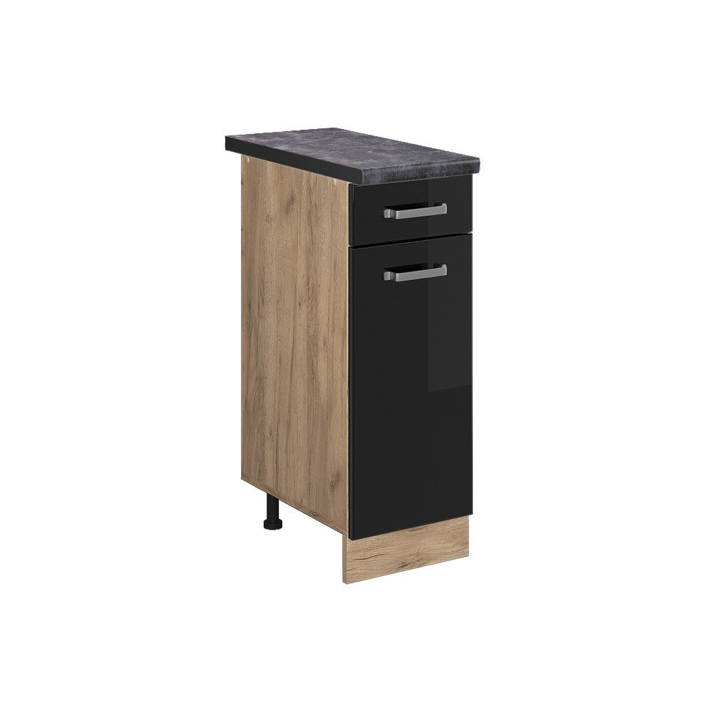 Vicco Unterschrank R-Line, Schwarz Hochglanz/Goldkraft Eiche, günstig online kaufen