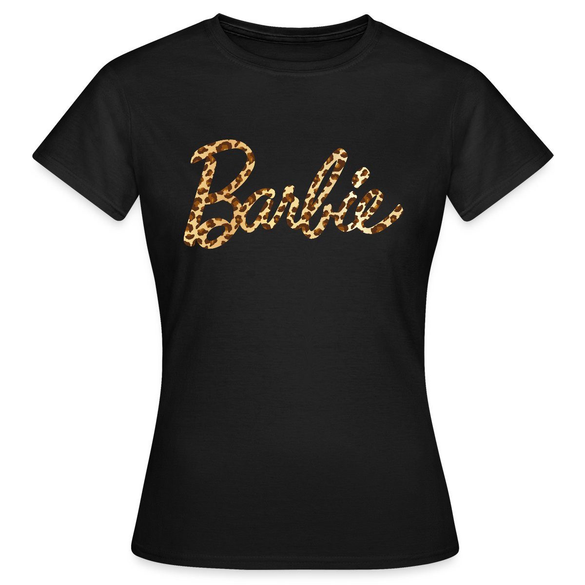 Spreadshirt T-Shirt Barbie Leo-Print Logo Frauen günstig online kaufen