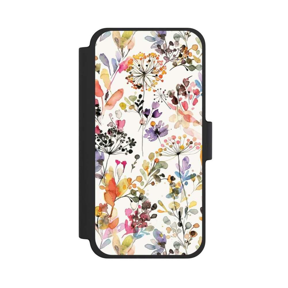 NIVOCASE Handyhülle Blume Muster Pastell Wild Grasses, Apple iPhone 12 mini Klapphülle Handyhülle aus Kunst Leder