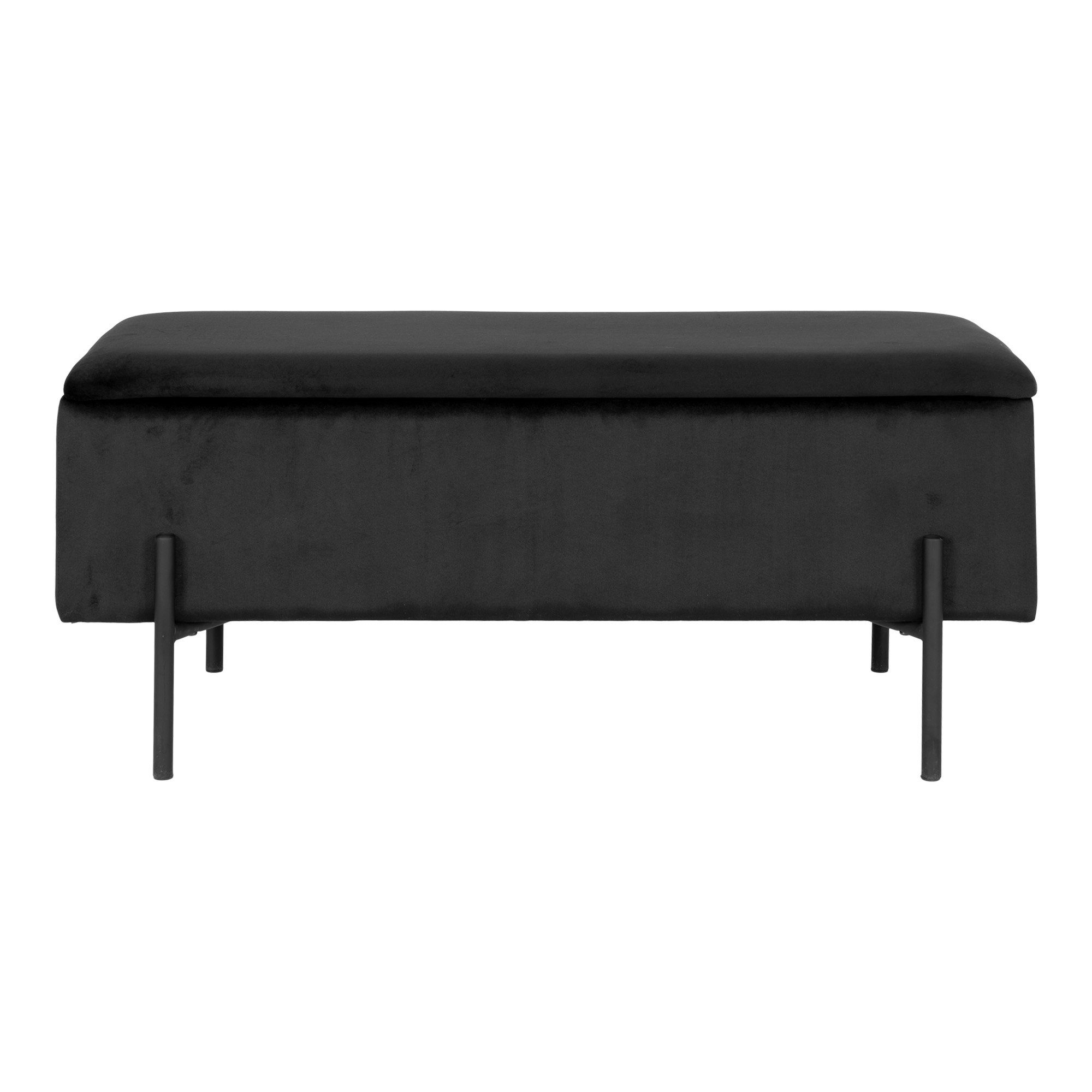 House Nordic Truhenbank Watford, in Schwarz, Stoff - 95x46x36,5cm (BxHxT)