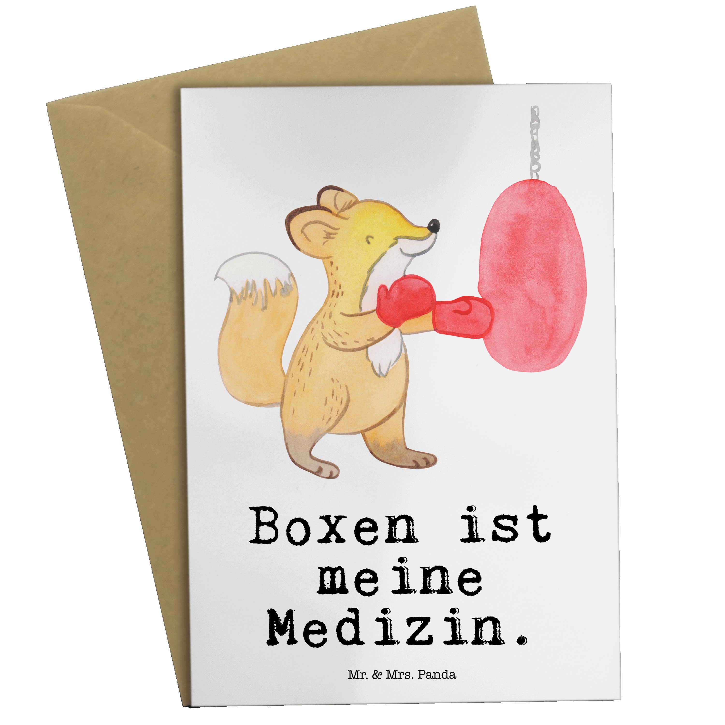 Großer Verkauf! Mr. & Mrs. Panda Grußkarte Sportart, Geschenk, - Medizin Karte, Einladungskar - Boxen Weiß Fuchs