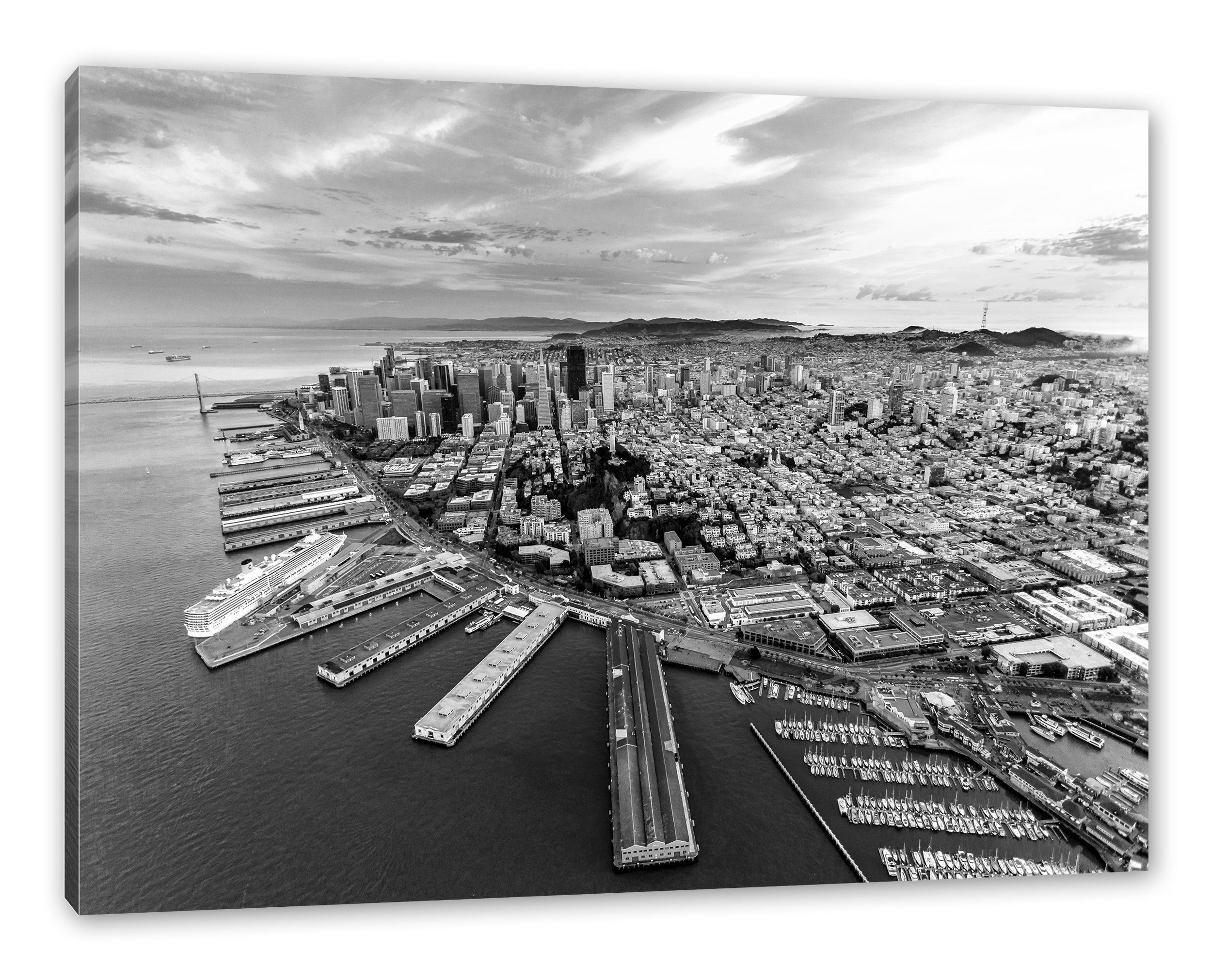Pixxprint Leinwandbild San Francisco B&W, San Francisco B&W (1 St), Leinwandbild fertig bespannt, inkl. Zackenaufhänger