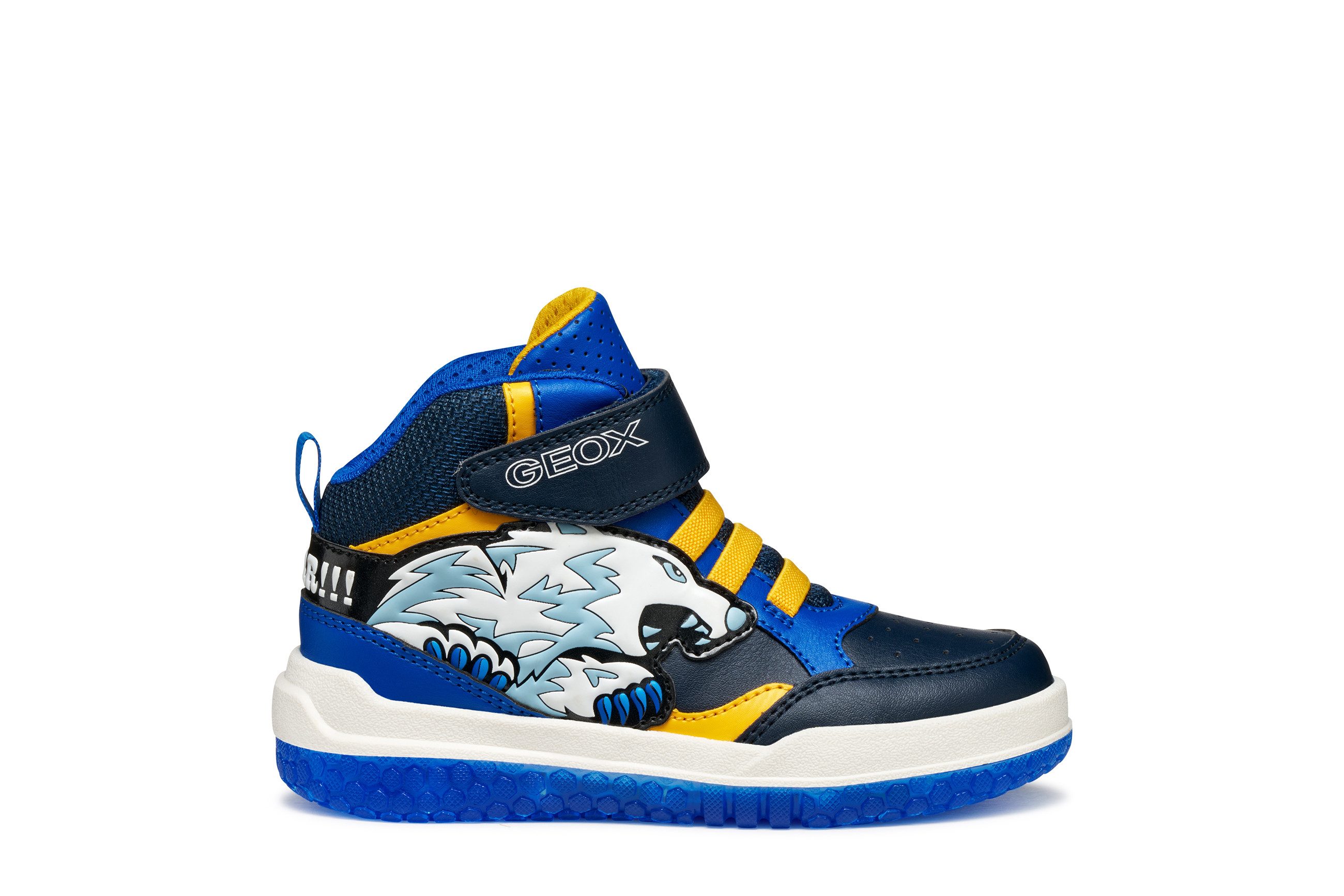 Geox J BUZZERLIGHT BOY Blinkschuh Sneaker Schnürboots mit cooler Blinkfunktion, Größenschablone zum Download