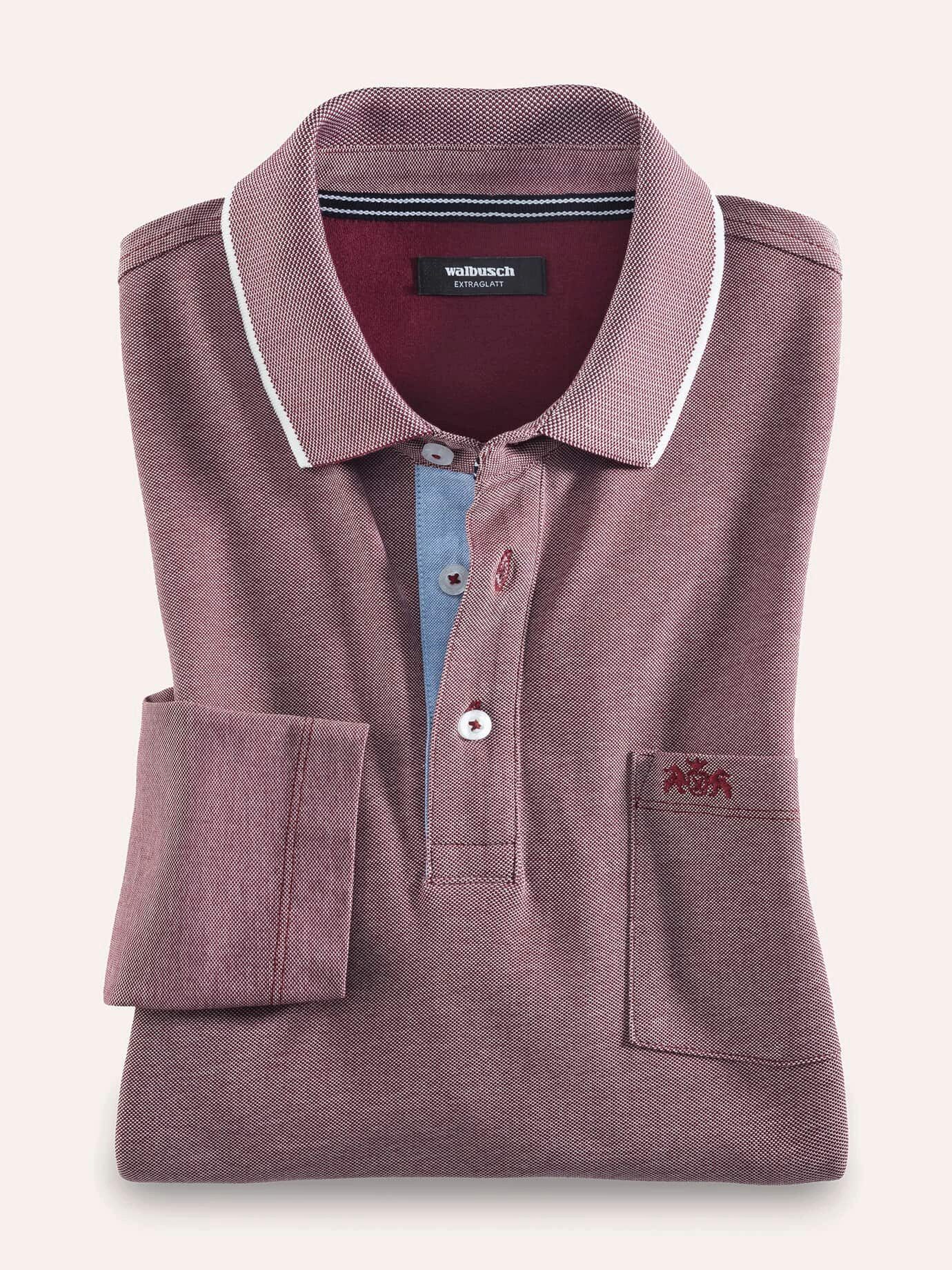 Walbusch Poloshirt Herren Extraglatt-Polo Thermoleicht Shirt bügelfrei Angerautes Piqué, leicht wärmend, pflegeleicht, mit Brusttasche