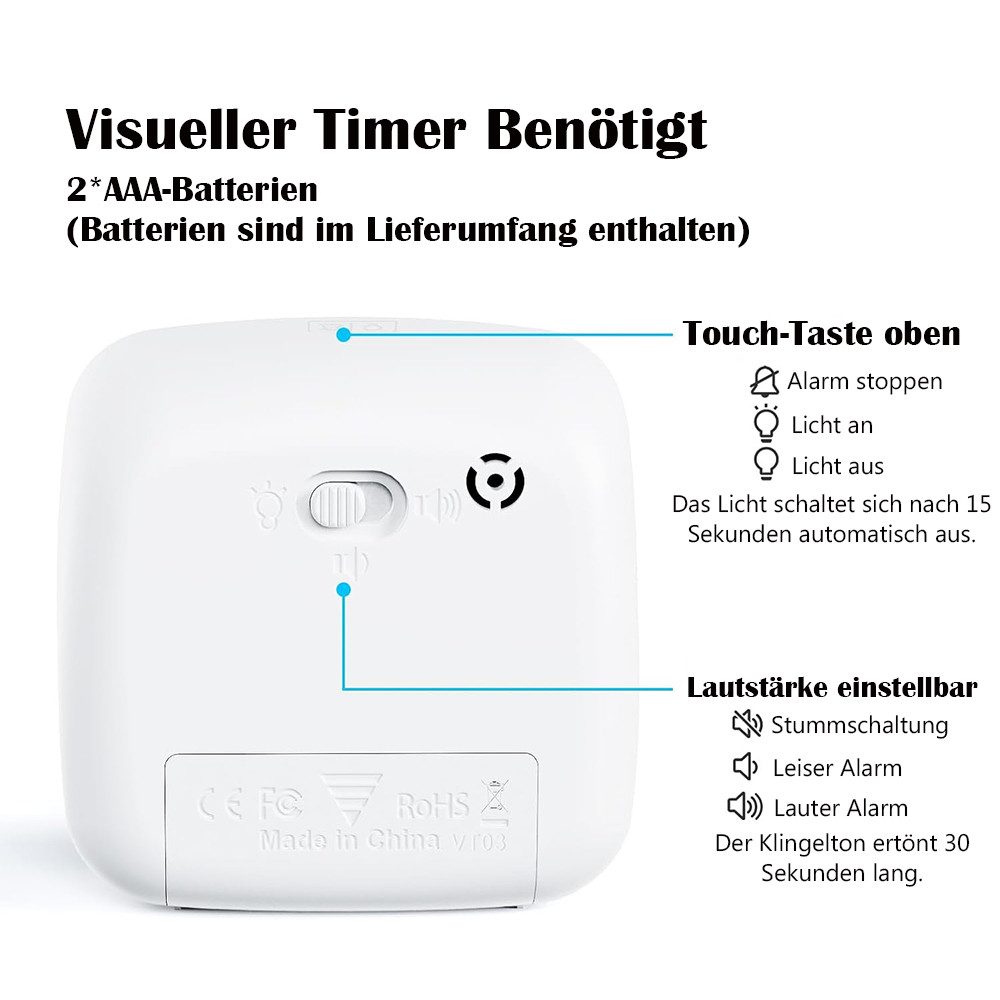 TUWENA Intervall-Timer Visueller Timer für Kinder, 60 Minuten Regenbogen Countdown Timer, Mit Stummer Flash, Zeitmanagement Tool für Klassenzimmer, Haus, Küche