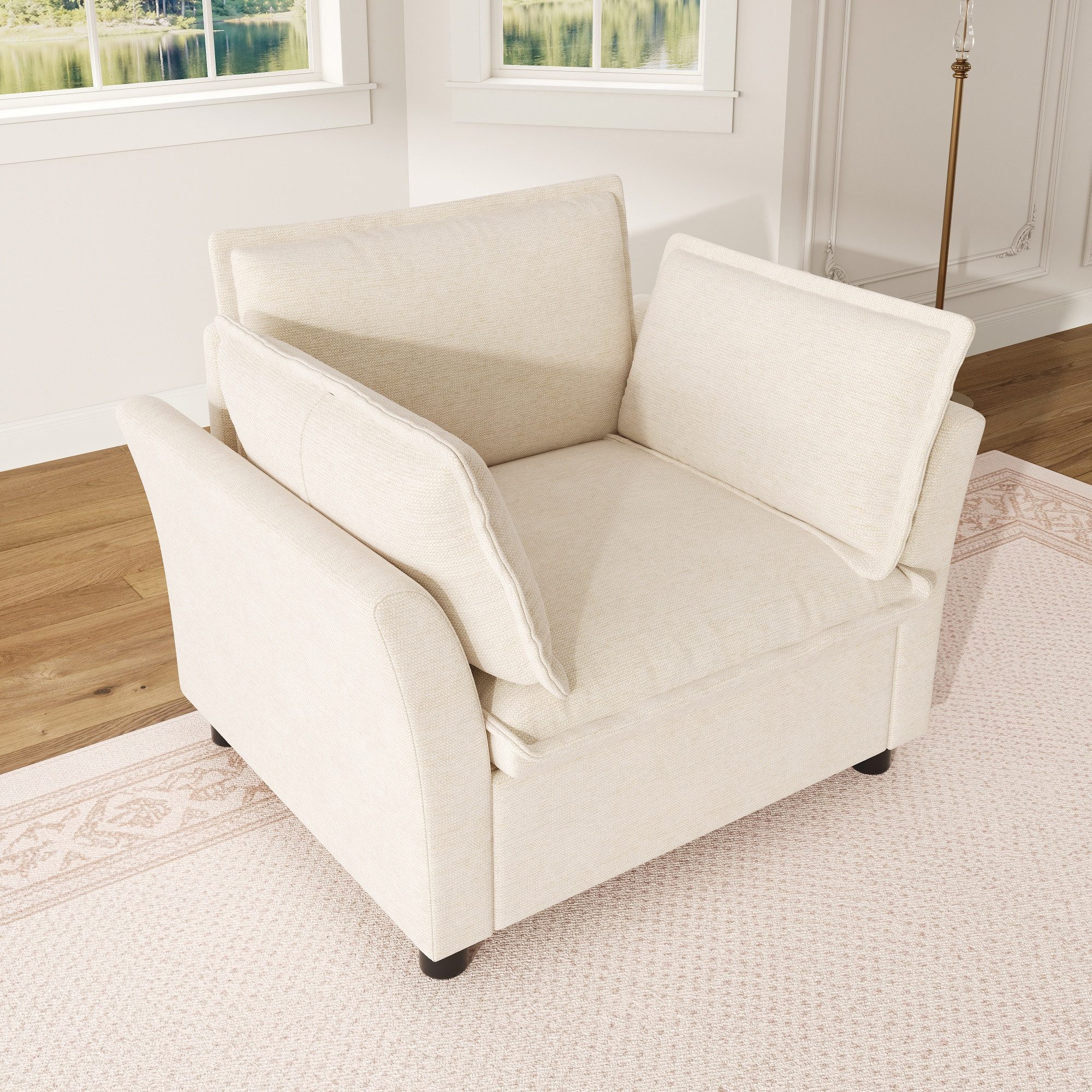 i@home Sessel Einzel-Sessel mit Armlehnen, Lesesessel, Relaxsessel (1-St), Rücken- und Armlehnenpolster, 90*81*87cm, Grau/Beige/Grün, Wohnzimmer