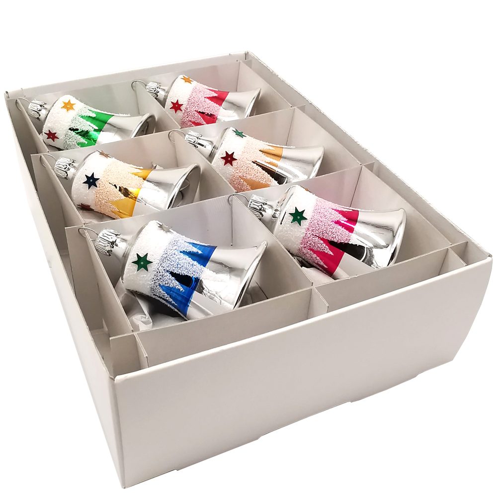 Schatzhauser Christbaumschmuck Nostalgie Glocken-Set Sternenhimmel Ø 5cm (6-tlg), mundgeblasen, handbemalt