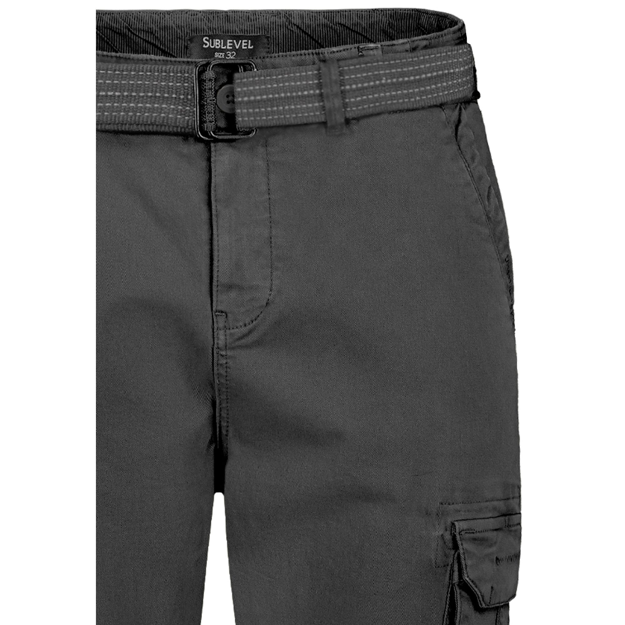 SUBLEVEL Cargohose Herren Cargo Hose Jeans Sweatpant Chino Jogginghose inkl. Gürtel