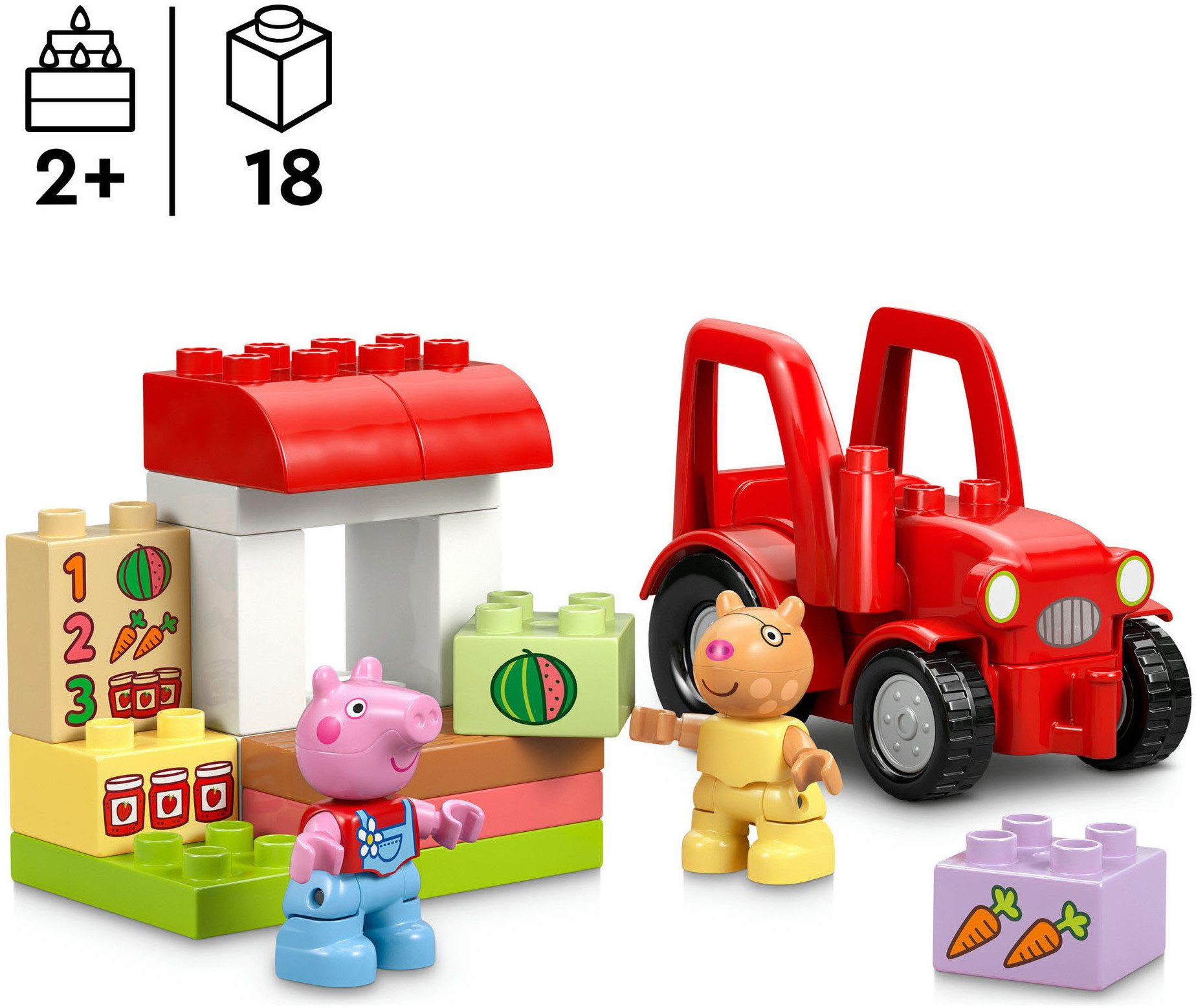 LEGO® Traktor und Marktstand (10468), LEGO DUPLO Peppa Pig Konstruktionsspielsteine, (18 St)