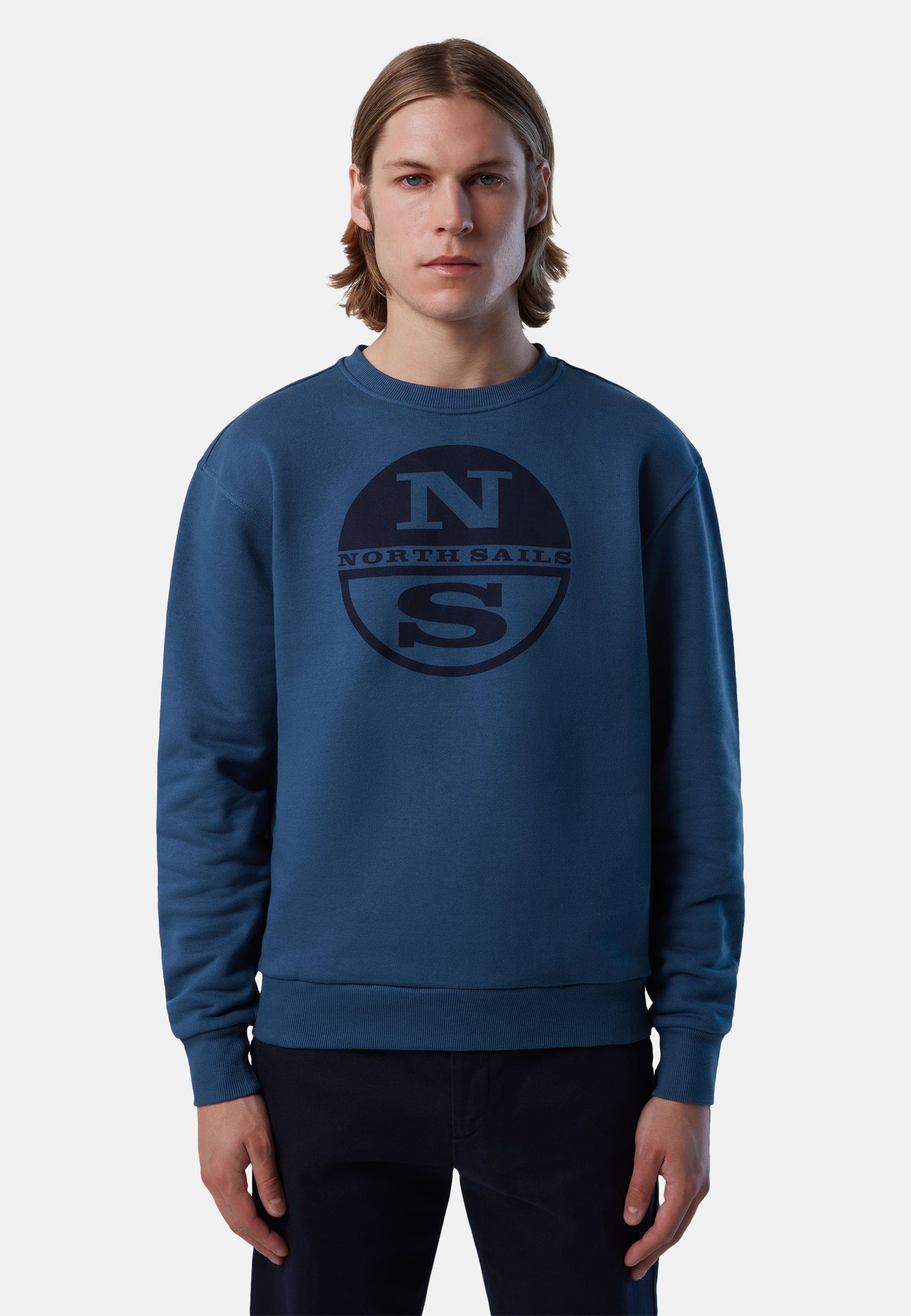 North Sails Fleecepullover Sweatshirt mit Logo-Druck blau