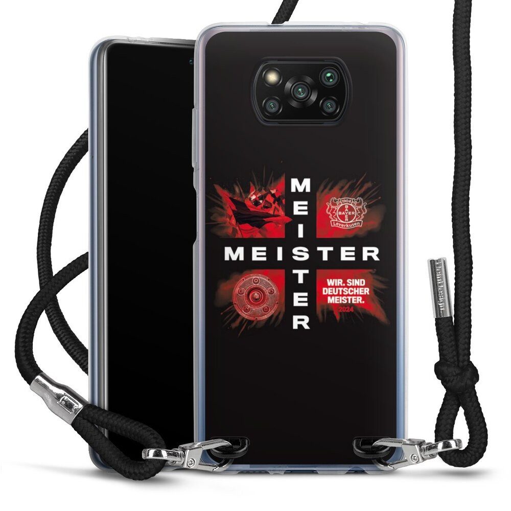 DeinDesign Handyhülle Bayer 04 Leverkusen Meister Offizielles Lizenzprodukt, Xiaomi Poco X3 Pro Handykette Hülle mit Band Case zum Umhängen
