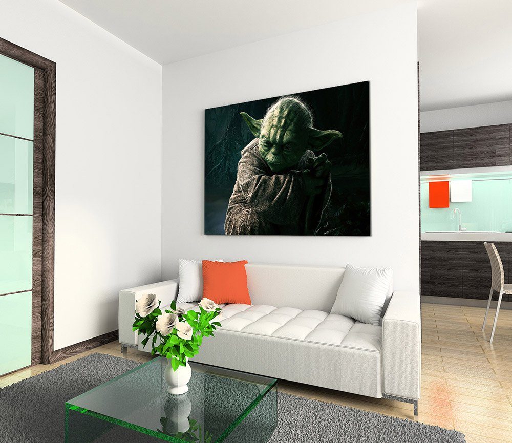 Sinus Art Leinwandbild Master Yoda Star Wars 120x80cm günstig online kaufen