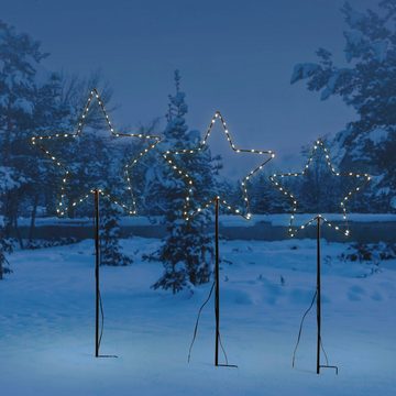 IC Winterworld LED Stern Weihnachtsdeko, Metallstecker Stern, Höhe inkl. Erdspieß 74/80/83 cm, LED fest integriert, Warmweiß, LED Dekolicht für den Innen- und geschützen Außenbereich