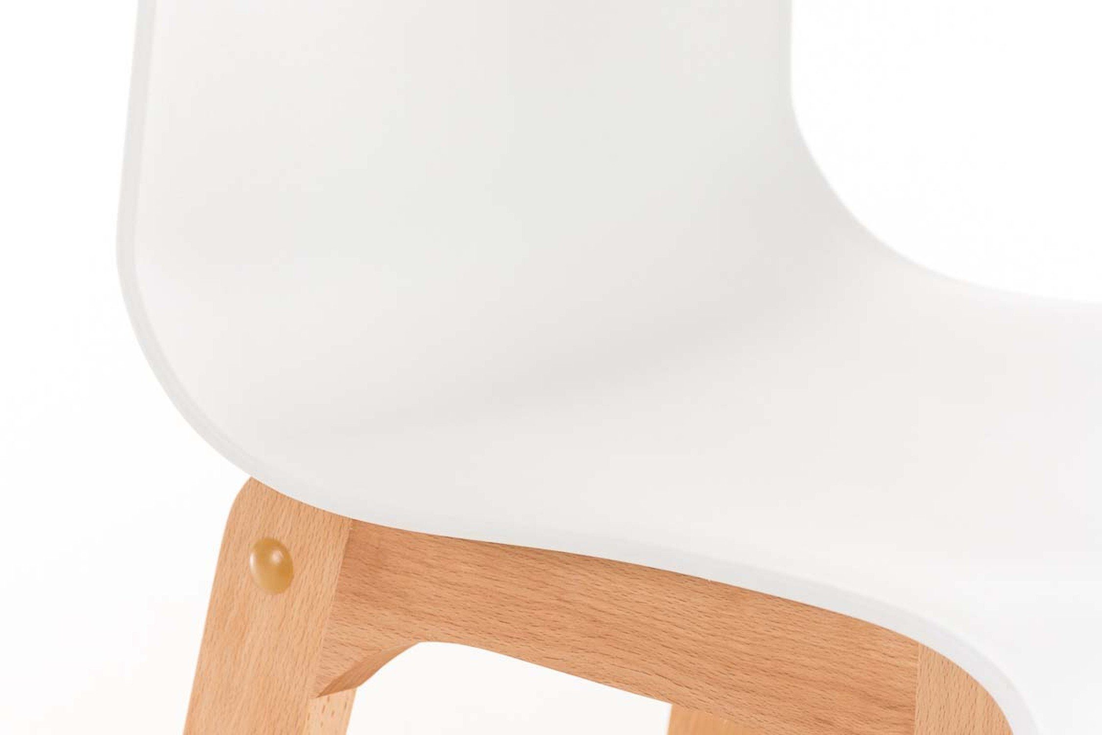 TPFLiving Barhocker Hoover Sitzfläche: (mit Kunststoff - Fußstütze Hocker Küche Weiß & Gestell - - für Theke hellbraun Tresenhocker), Metall