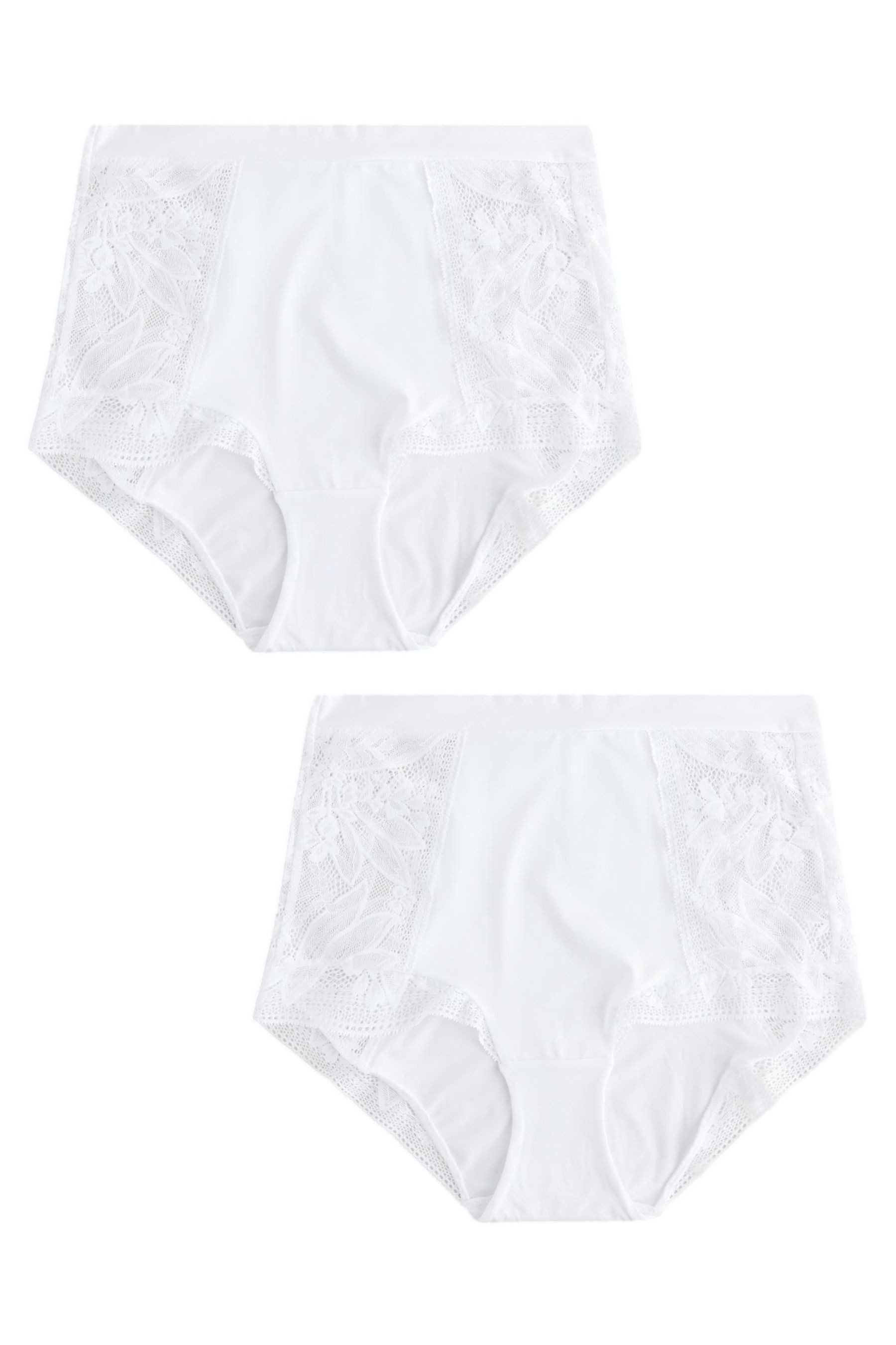 High-Waist-Slip Hochbund-Spitzenslips aus Mikrofasern, 2er-Pack