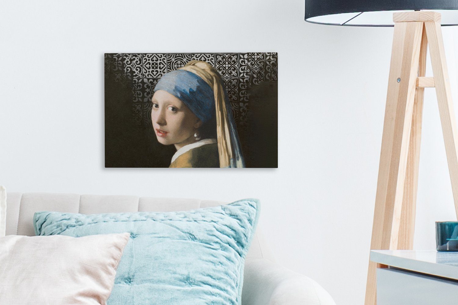 - Mädchen mit Wandbild Gemälde Perlenohrring Wanddeko, St), Schwarz Weiß, cm (1 Aufhängefertig, und OneMillionCanvasses® Leinwandbilder, 30x20