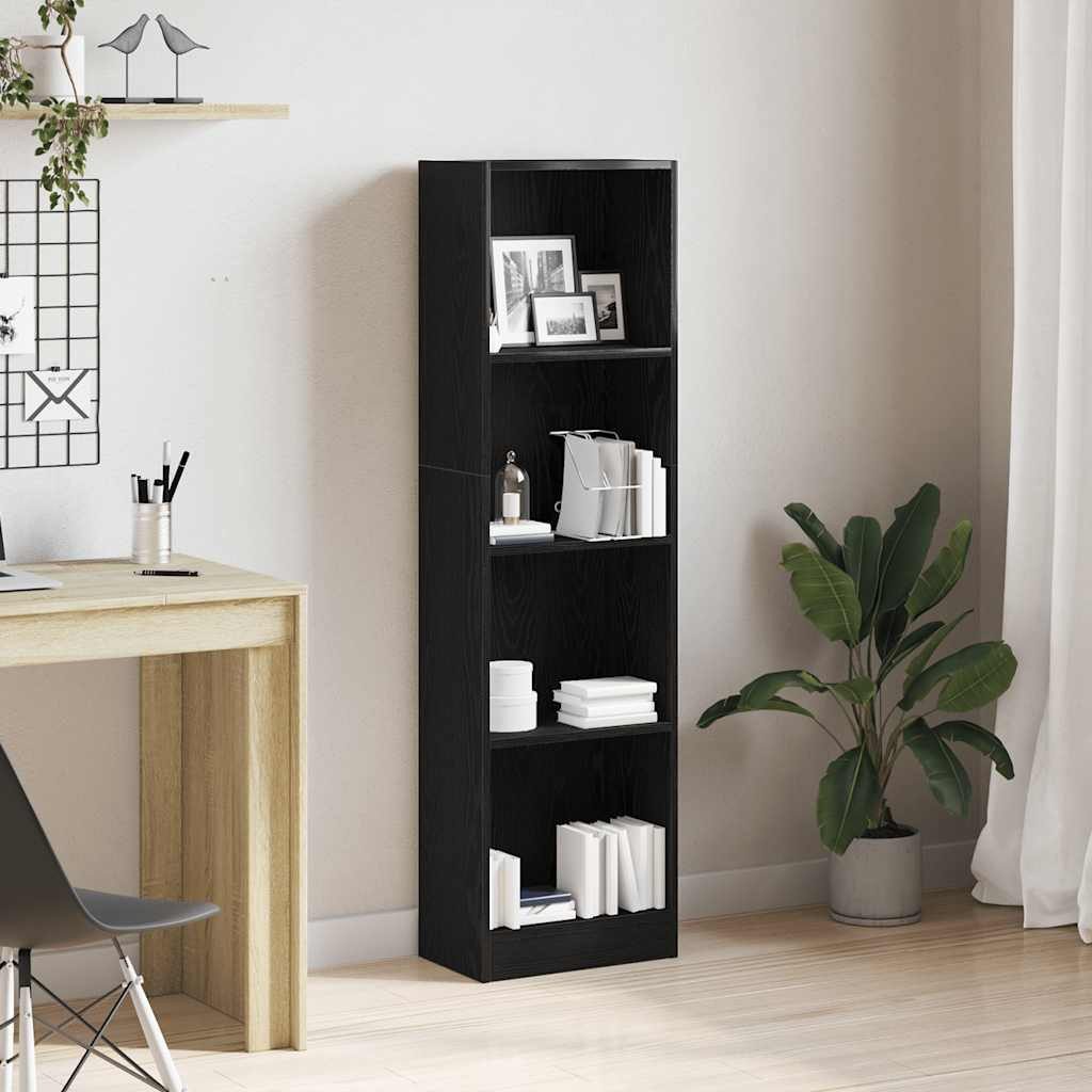 vidaXL Bücherregal Bücherregal Schwarz Eichen-Optik 40x24x143 cm Holzwerkstoff, 1-tlg. – Bild 2 von 5