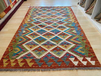 Orientteppich Kelim Teppich Handgewebt aus reiner Schurwolle 162x100 Bio, Morgenlandbazar, Höhe: 4 mm, Handgewebt