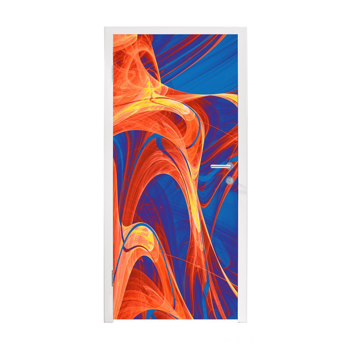 MuchoWow Türtapete Kunst - Wellen Farbe Psychedelisch, St), Tür, - (1 cm Fototapete bedruckt, Türaufkleber, Matt, - 75x205 für