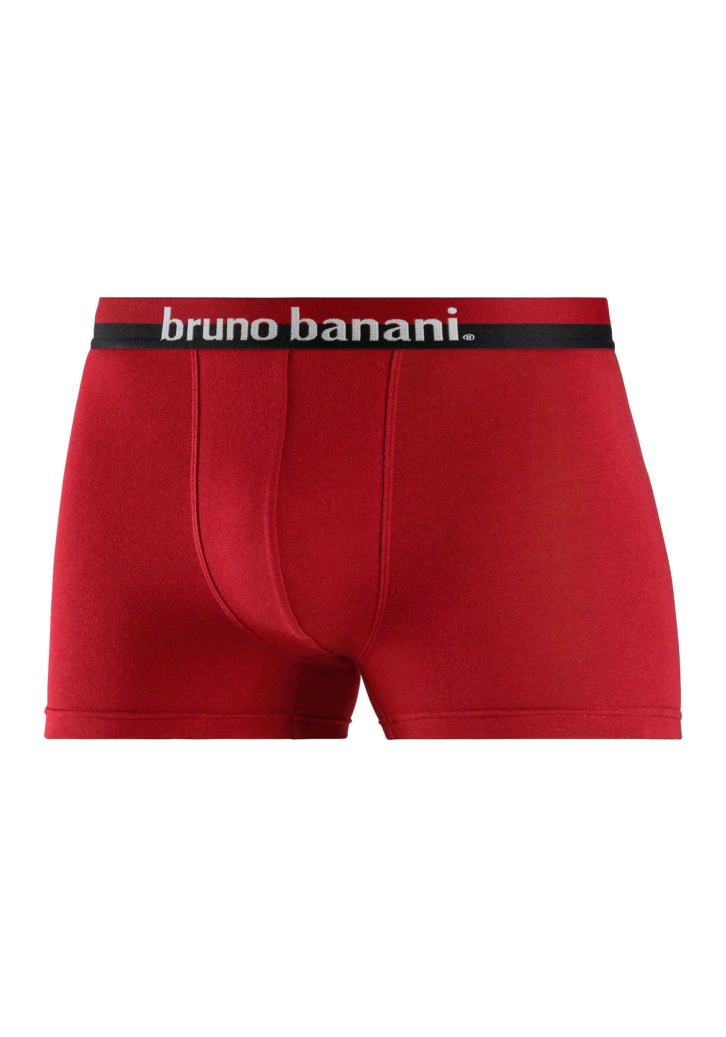 schwarz grau-meliert, Logo-Druck erhabenem 4-St) rot, bordeaux, mit (Packung, auf dem Banani Bund Bruno Boxer