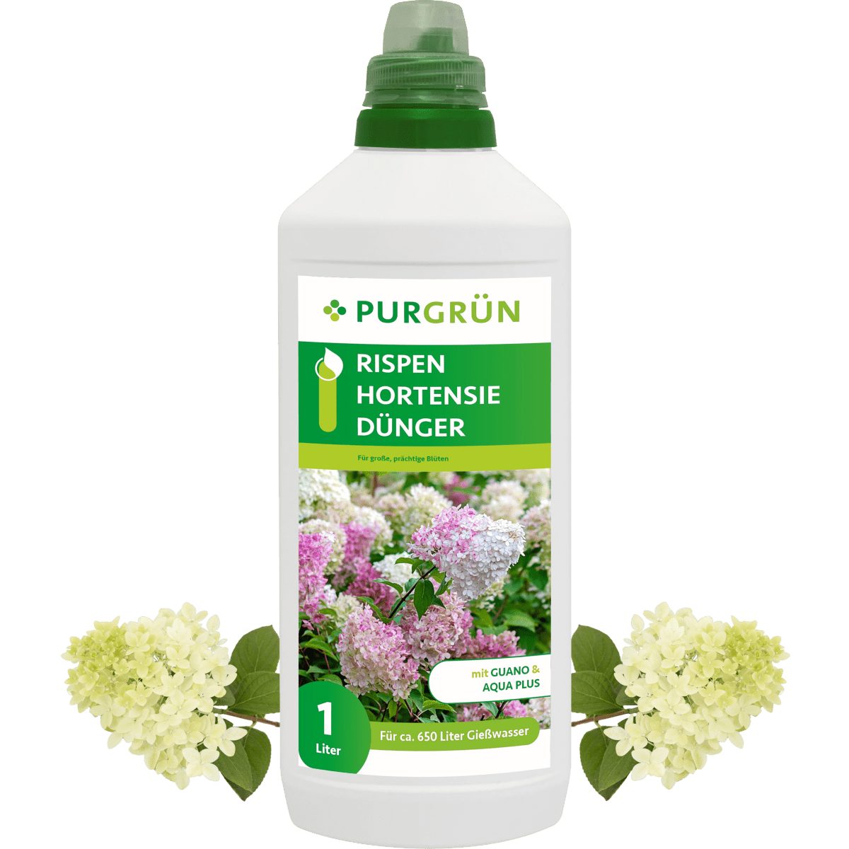 Blumendünger Purgrün Rispenhortensie Dünger, NPK 8+8+6, für Blüten, 1L