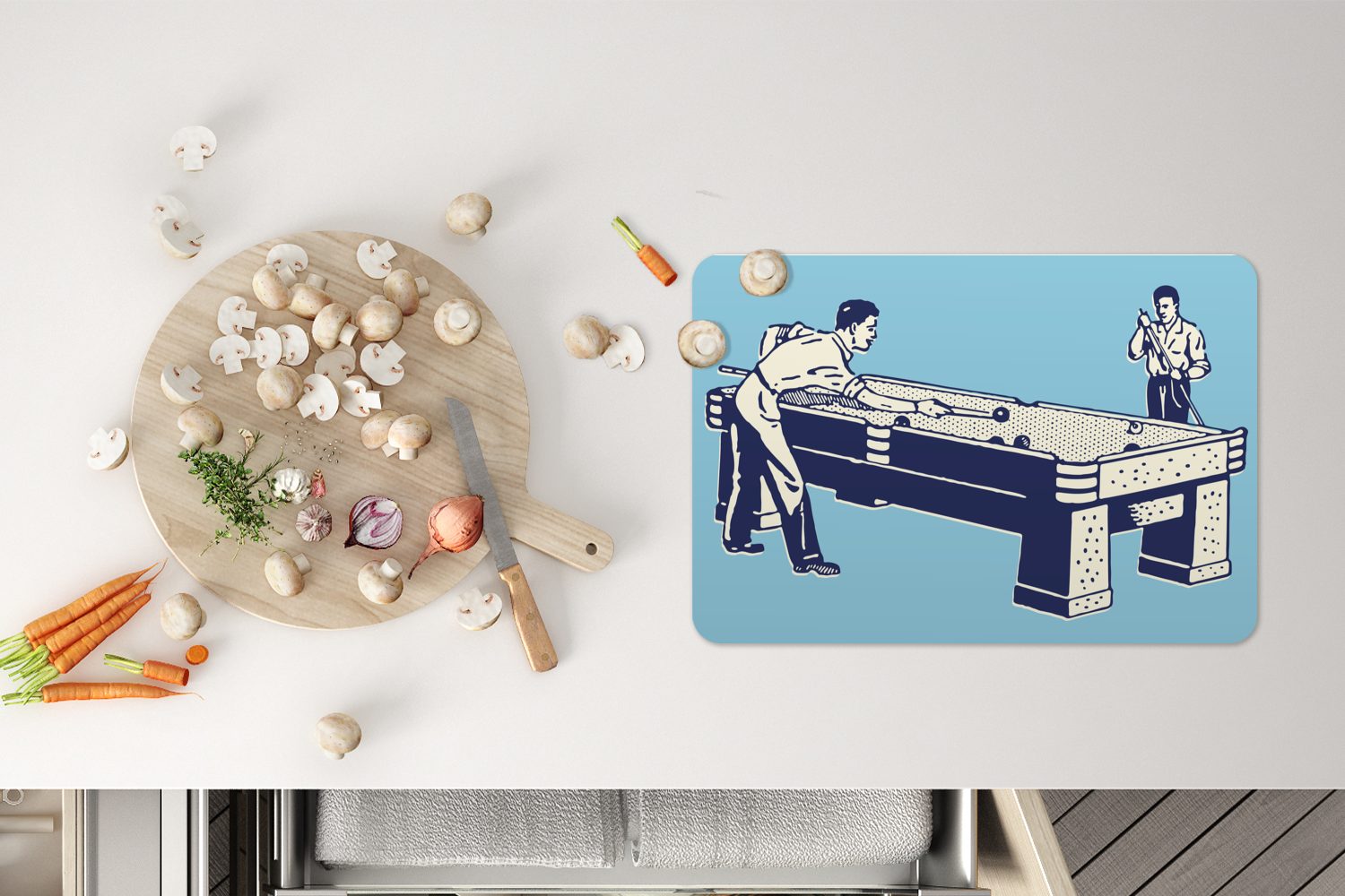 eines Billardtisches (6-St), blauen Platzset, Tischmatten, Illustration MuchoWow, Platzmatte, vor Schmutzabweisend Eine Platzdecken, Hintergrund, einem Platzset,