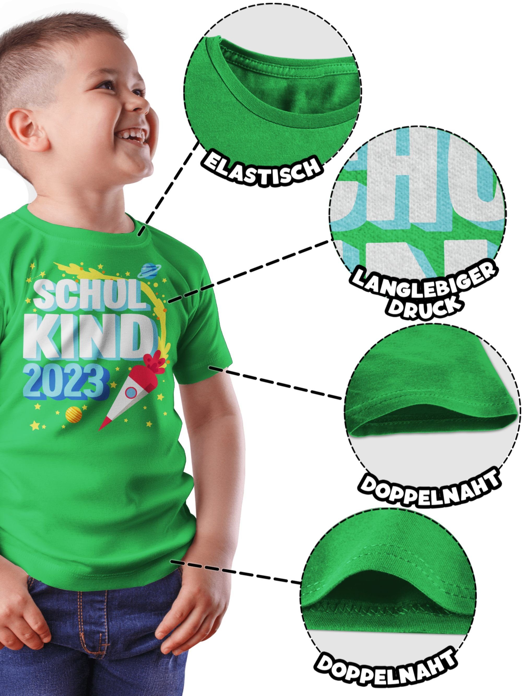 - Rakete Shirtracer T-Shirt 2023 3 Grün Junge Schulkind Einschulung Geschenke Schulanfang