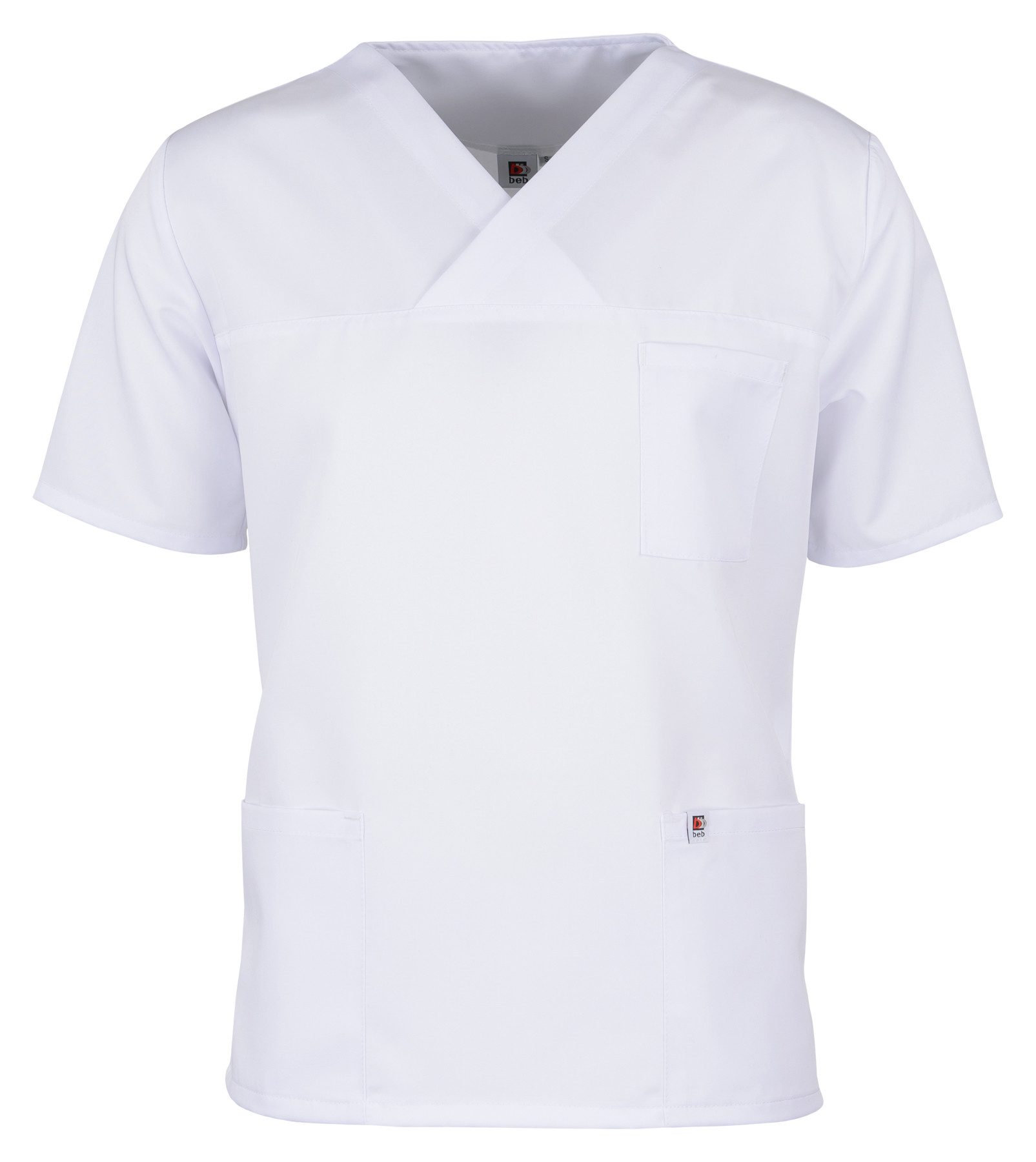 BEB Schlupfbluse beb MEDIZIN/PFLEGE Unisex KASACK Kurz V-Neck TENCEL/Polyester Weiß