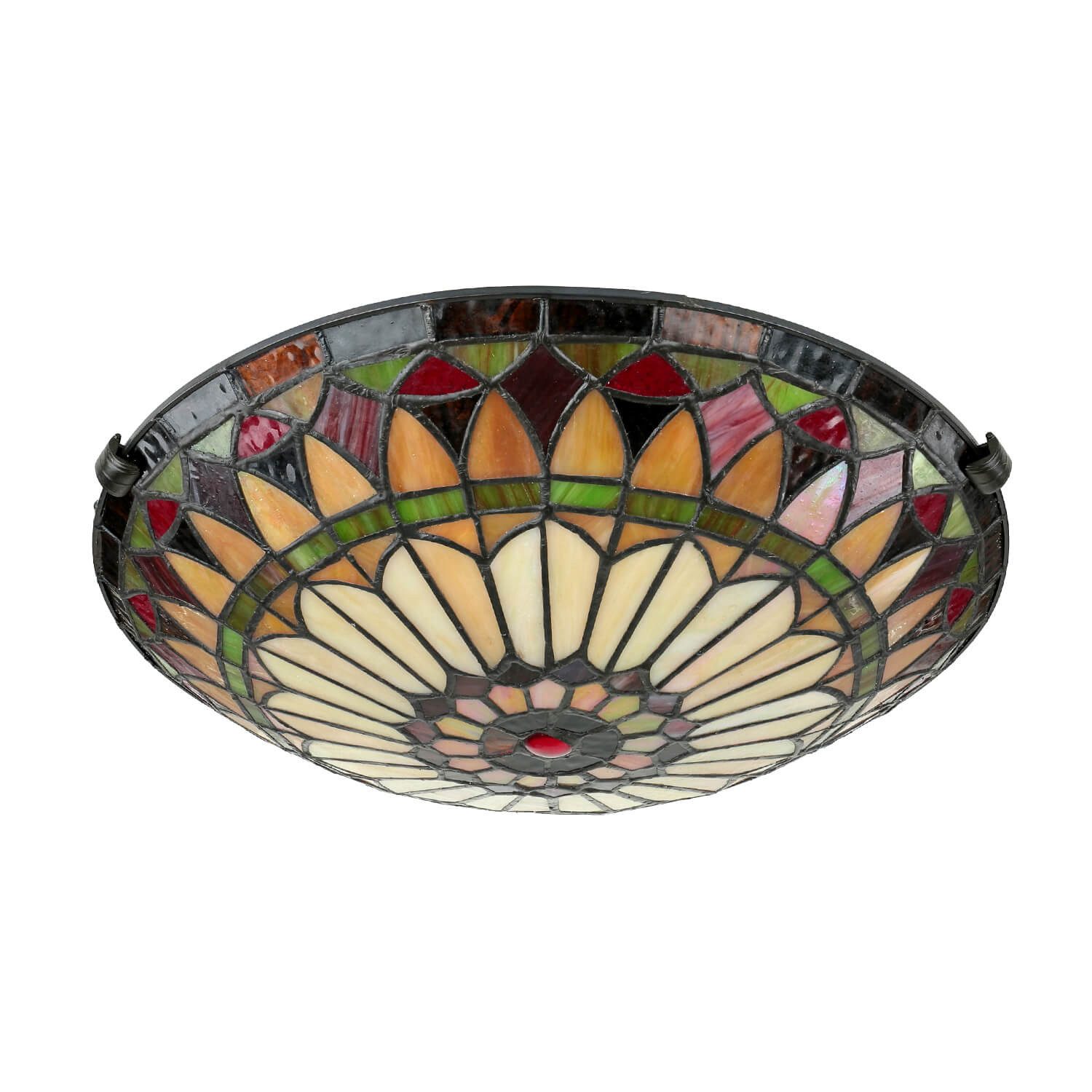 Licht-Erlebnisse Deckenleuchte FARFALLA 10, ohne Leuchtmittel, Deckenlampe Gelb Bronze E27 Glas Metall Tiffany Stil Beleuchtung