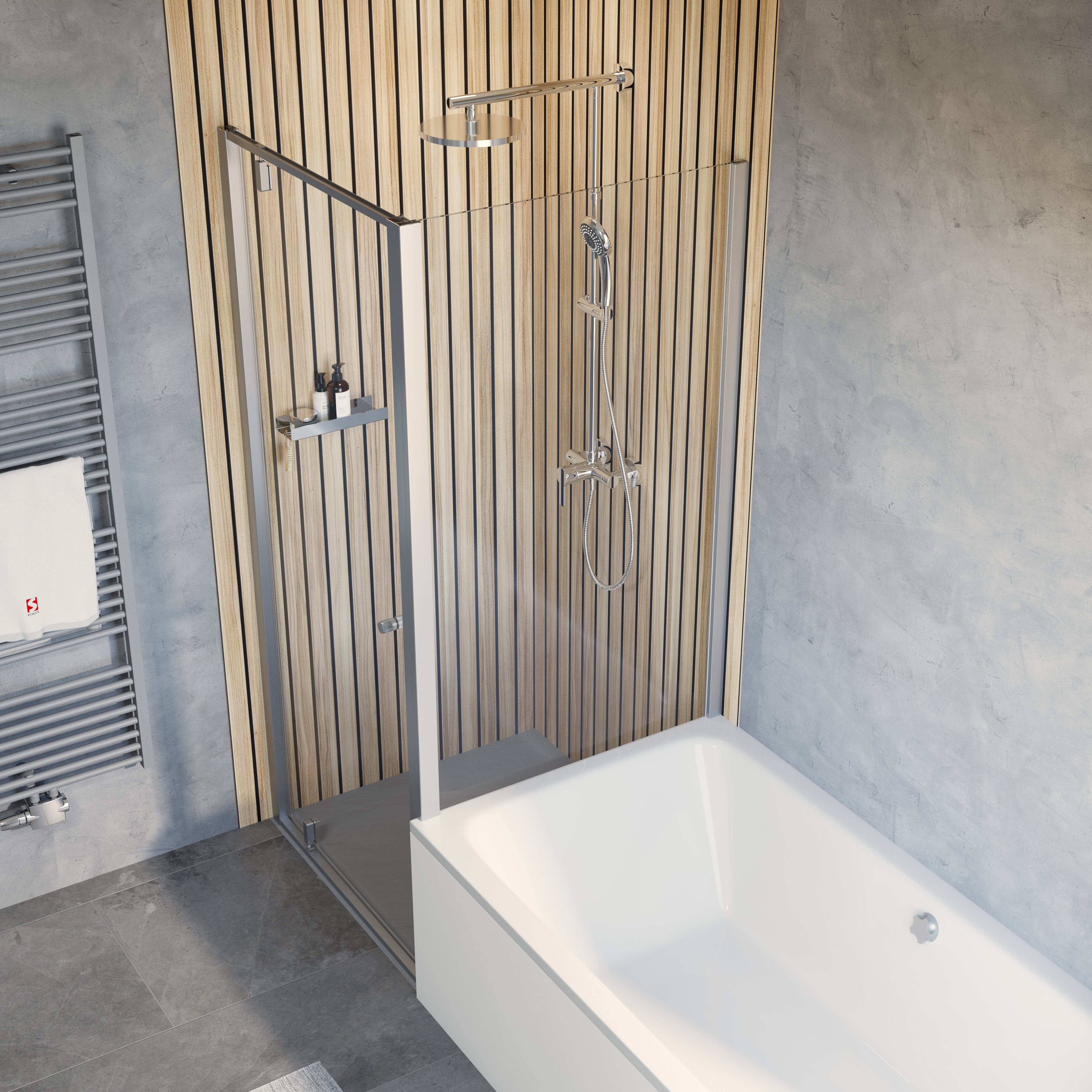 Schulte Eckdusche Trend 2.0 Drehtür mit verkürzter Seitenwand auf Badewanne günstig online kaufen