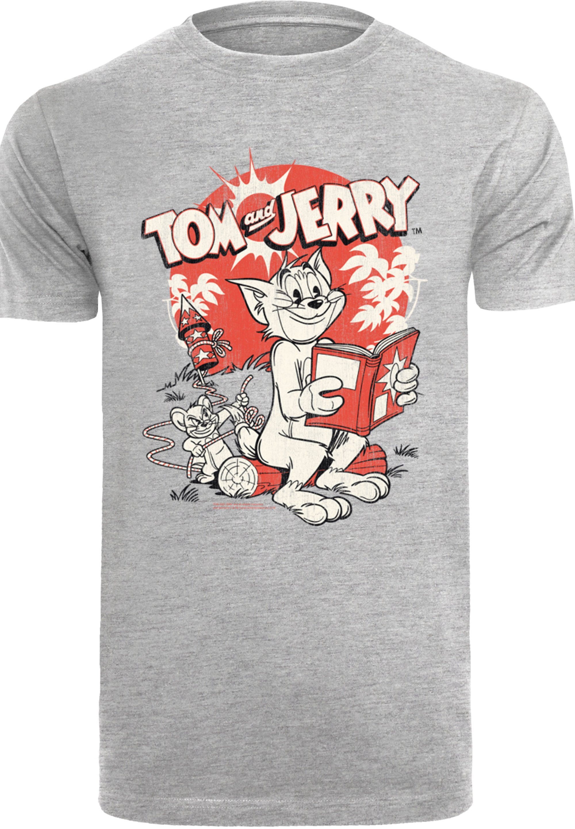 Tom Jerry F4NT4STIC heather Rocket Herren,Premium und T-Shirt Prank Merch,Regular-Fit,Basic,Bedruckt grey