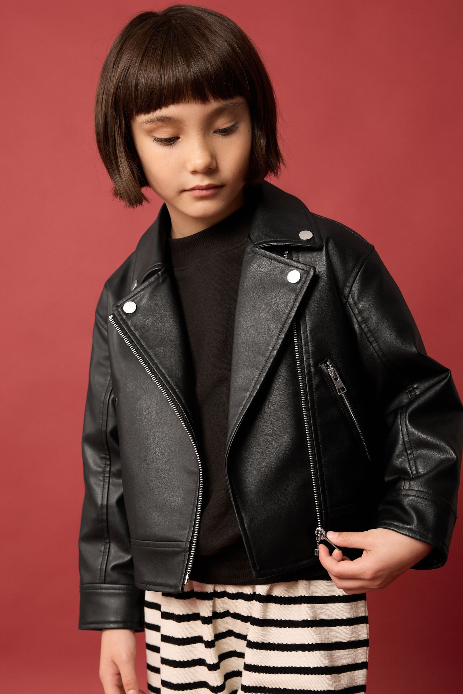 Next Lederimitatjacke Bikerjacke aus Polyurethan (1-St)