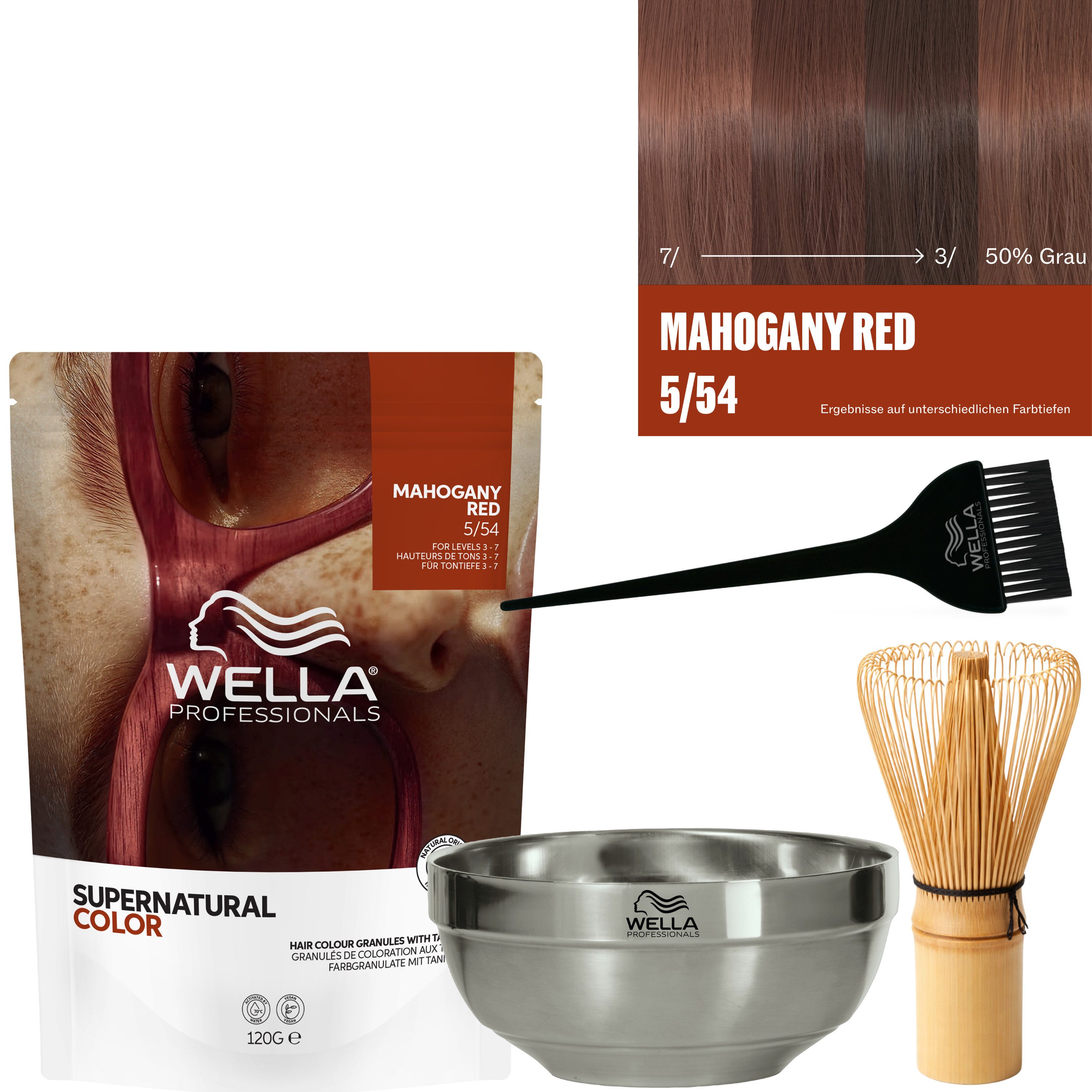Wella Professionals Haarfarbe Supernatural Color Komplett-Set, 4-tlg., Haarfarbe aus bis zu 100% natürlichen Inhalttstoffen