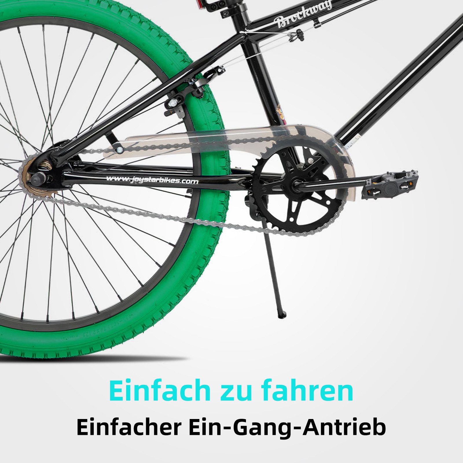 JOYSTAR Kinderfahrrad 20 Zoll BMX Fahrrad für Jungen Mädchen im Alter von 7-12 Jahren, Freestyle, Doppelbremsen, 2 pegs, Kettenschutz, Singlespeed