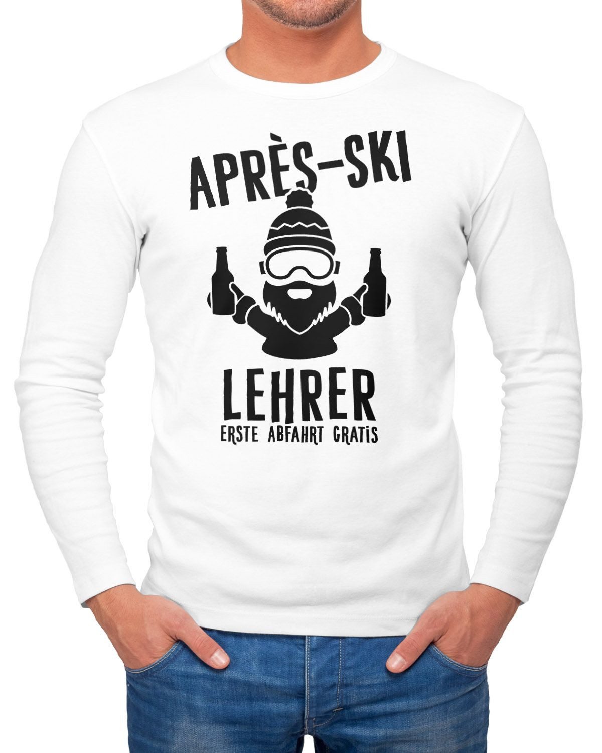 MoonWorks Longsleeve Herren Long-Sleeve Apres Ski Lehrer Langarm-Shirt Moon günstig online kaufen