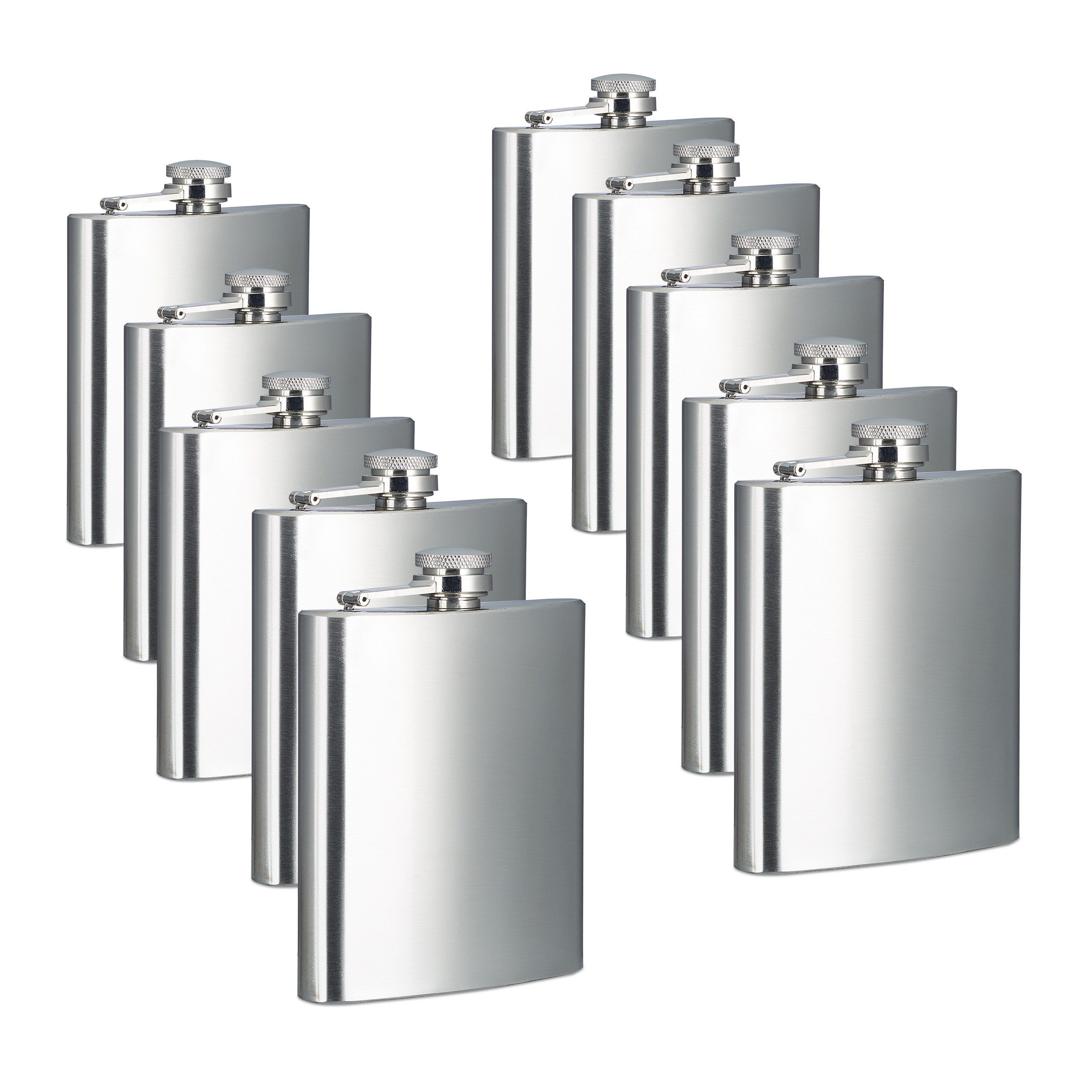 Flachmann 10 x Flachmann aus Edelstahl 200 ml