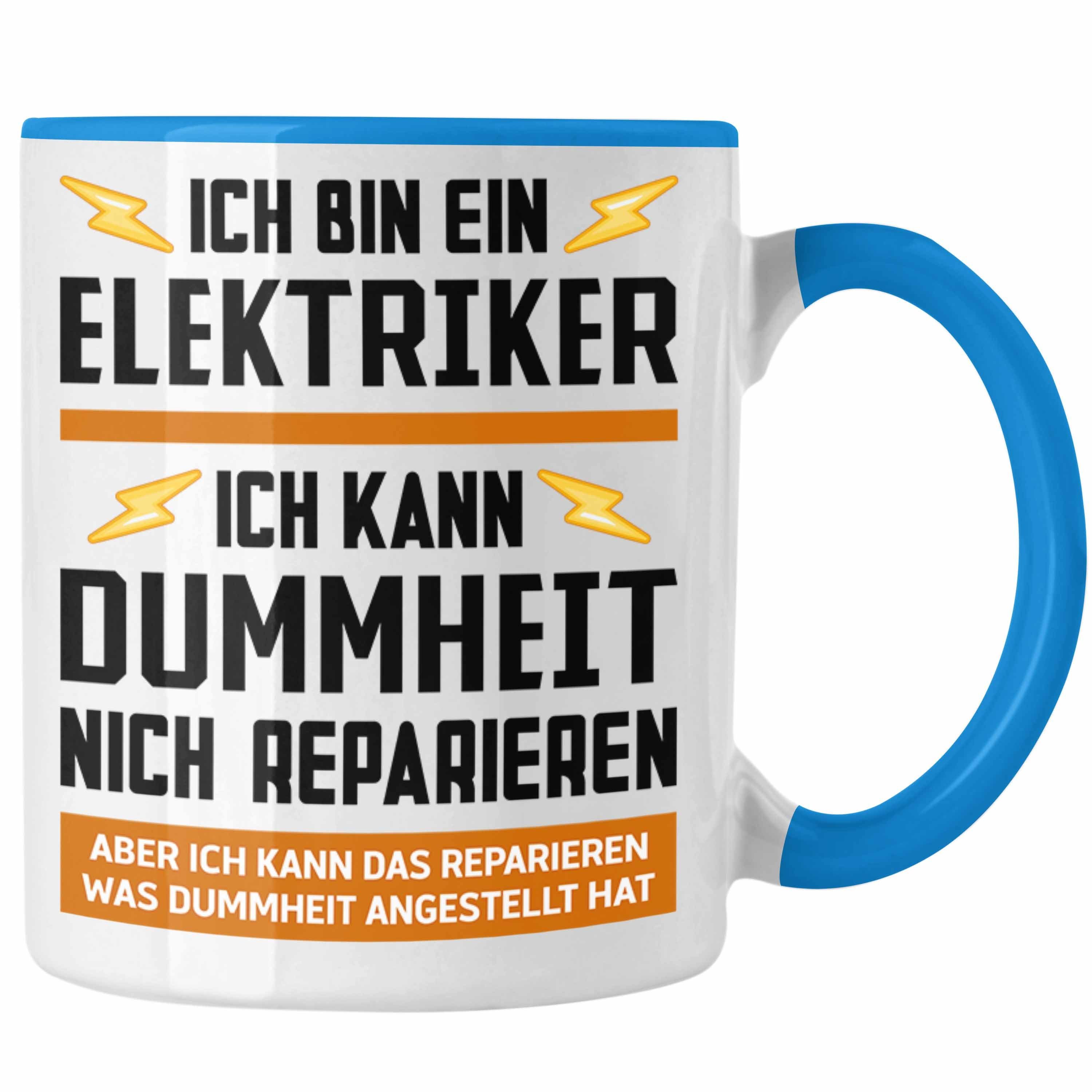 Trendation Tasse Trendation - Elektriker Geschenke für Männer Tasse Geschenk Elektriker Elektroniker Geschenkidee Blau | Teetassen
