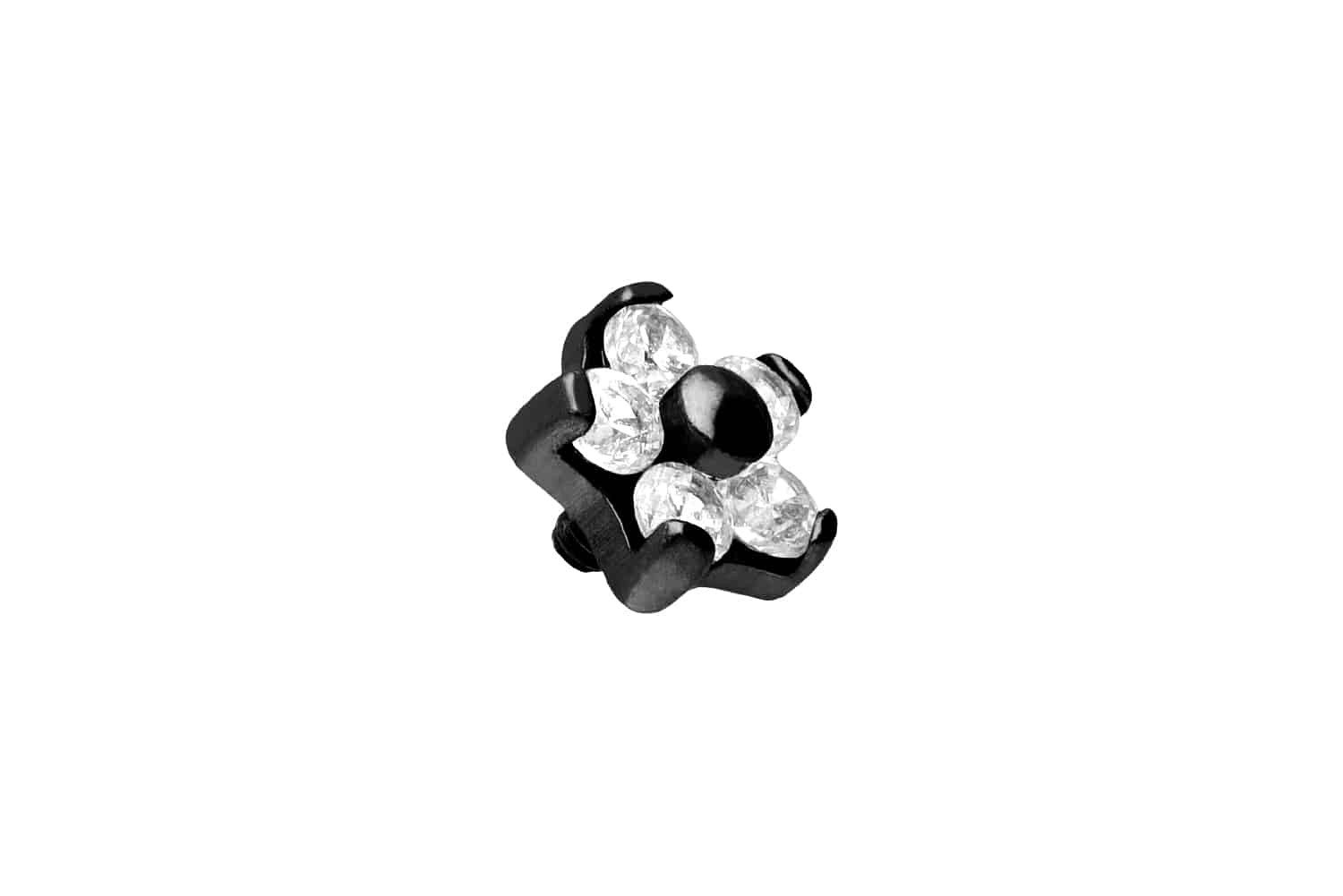 PIERCINGLINE Piercing-Set Titan Schraubaufsatz mit Außengewinde BLUME MIT 5 KRISTALLEN (Schraub-Aufsätze, 1-tlg)