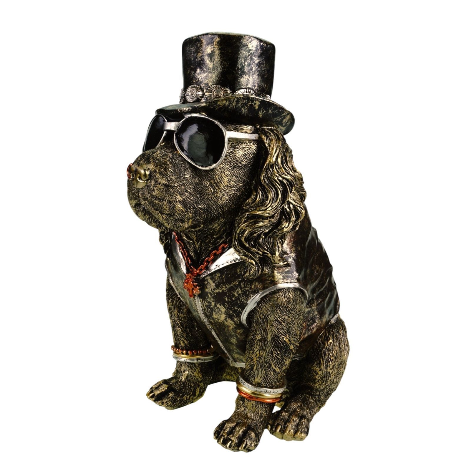 formano Dekofigur Hundefigur Dekofigur Hund mit Zylinder & Sonnenbrille 32 cm