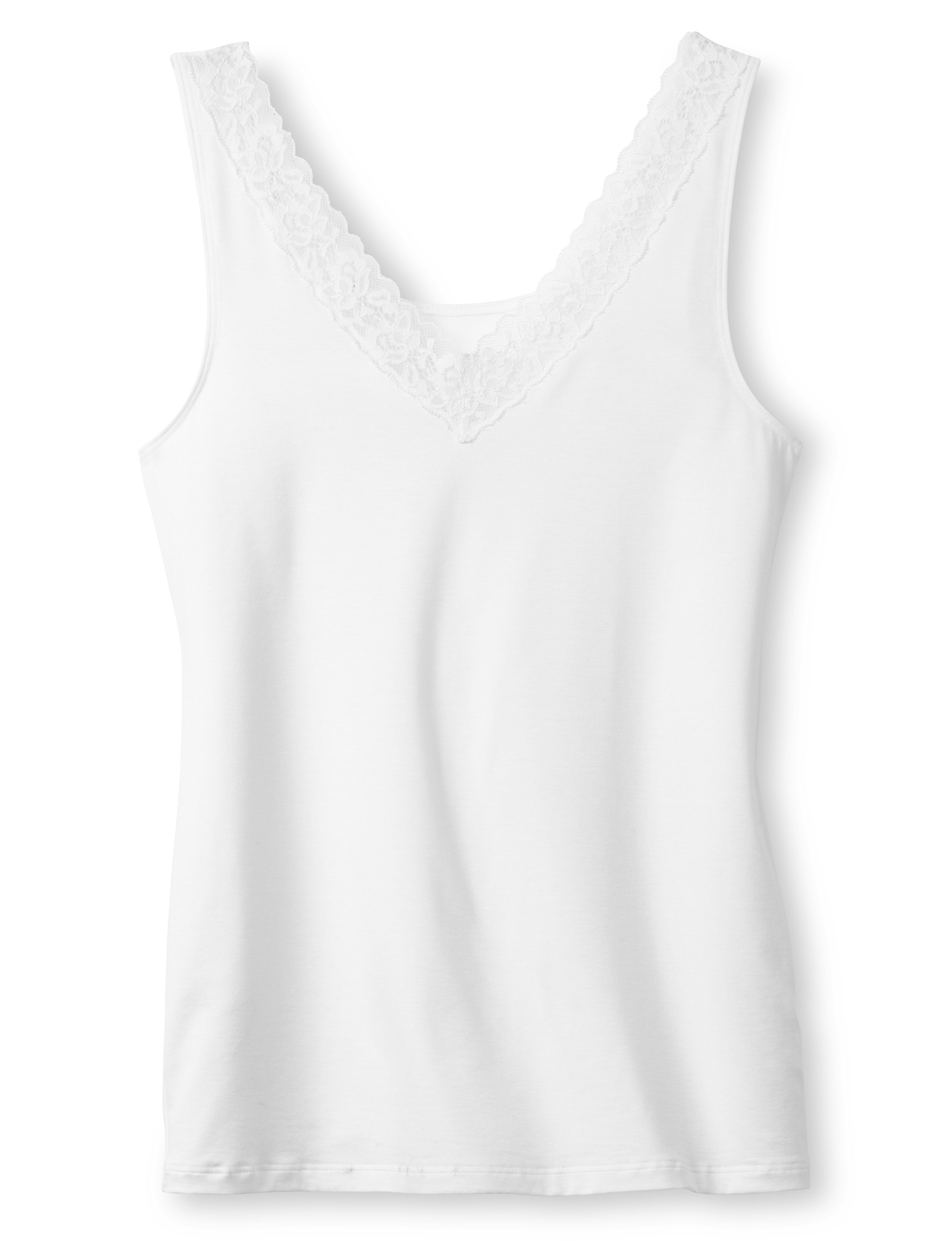 CALIDA Unterhemd Natural mit Comfort schöner Baumwoll-Top Lace Spitze weiss Tank-Top