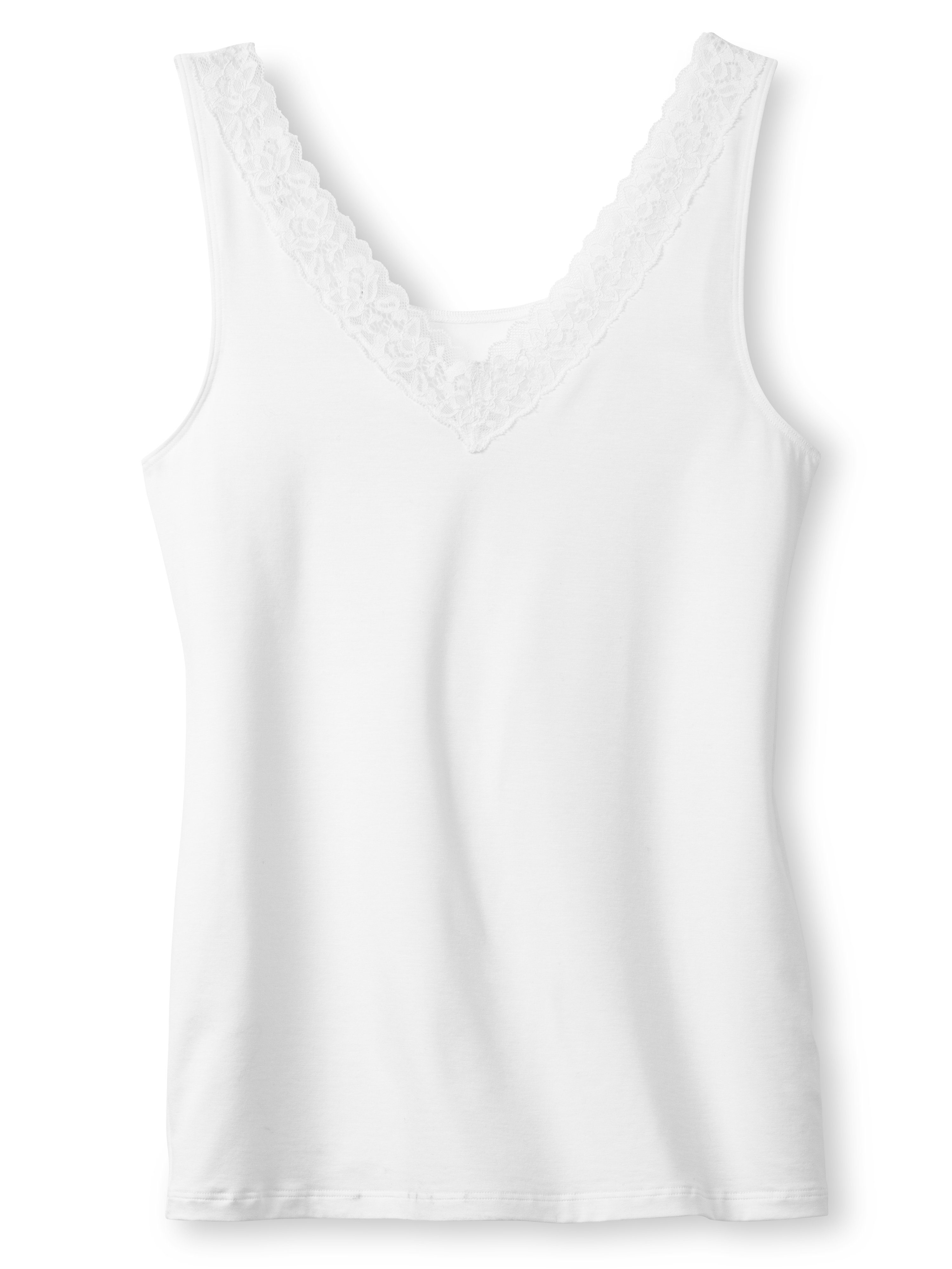 schöner Baumwoll-Top weiss Comfort CALIDA Natural Lace Unterhemd Tank-Top, mit Spitze