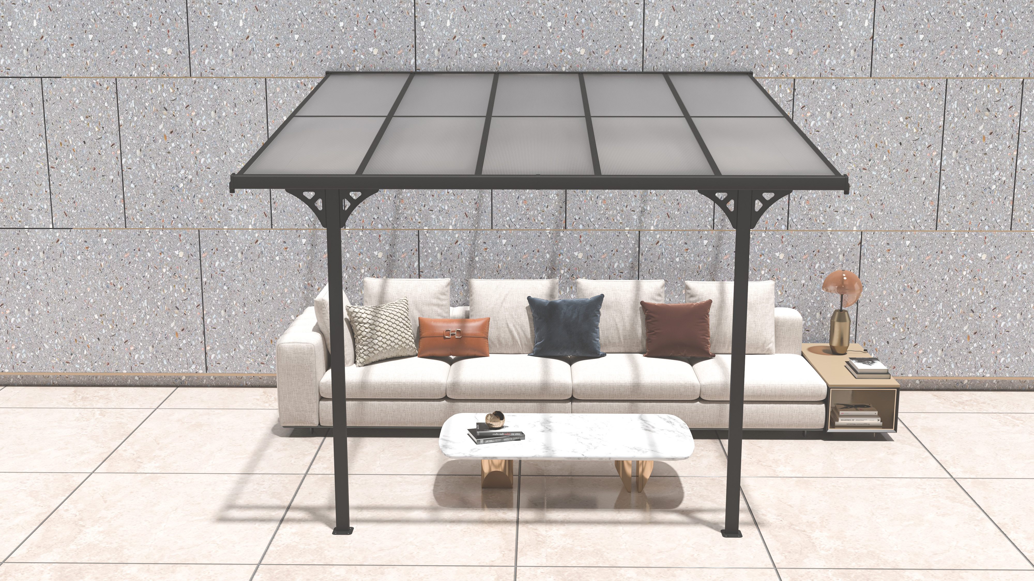 WESTMANN Terrassendach Bruce, BxT: 313x300 cm, Bedachung Doppelstegplatten, Rahmen aus pulverbeschichtetem Aluminium, schwarz