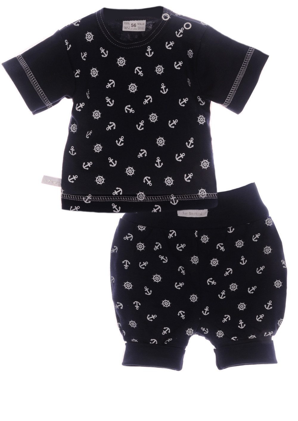 Shorts Baby Sommer Anzug 2tlg Shirt und Shorts in Blau mit Anker