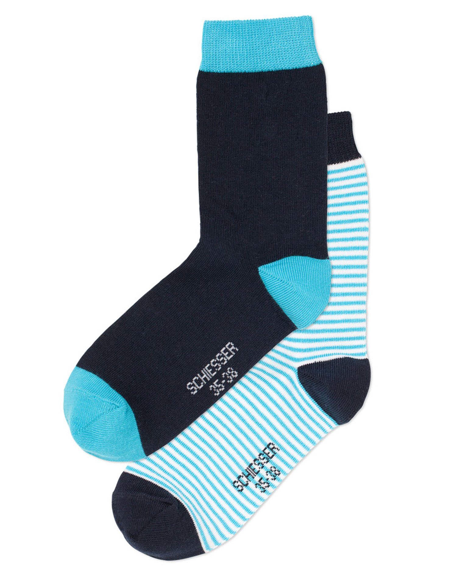 Schiesser Langsocken 142318 Kindersocken Paar) Socken, Kinder Jungen & (Packung, 2-Paar, Mädchen 2 mit Baumwolle