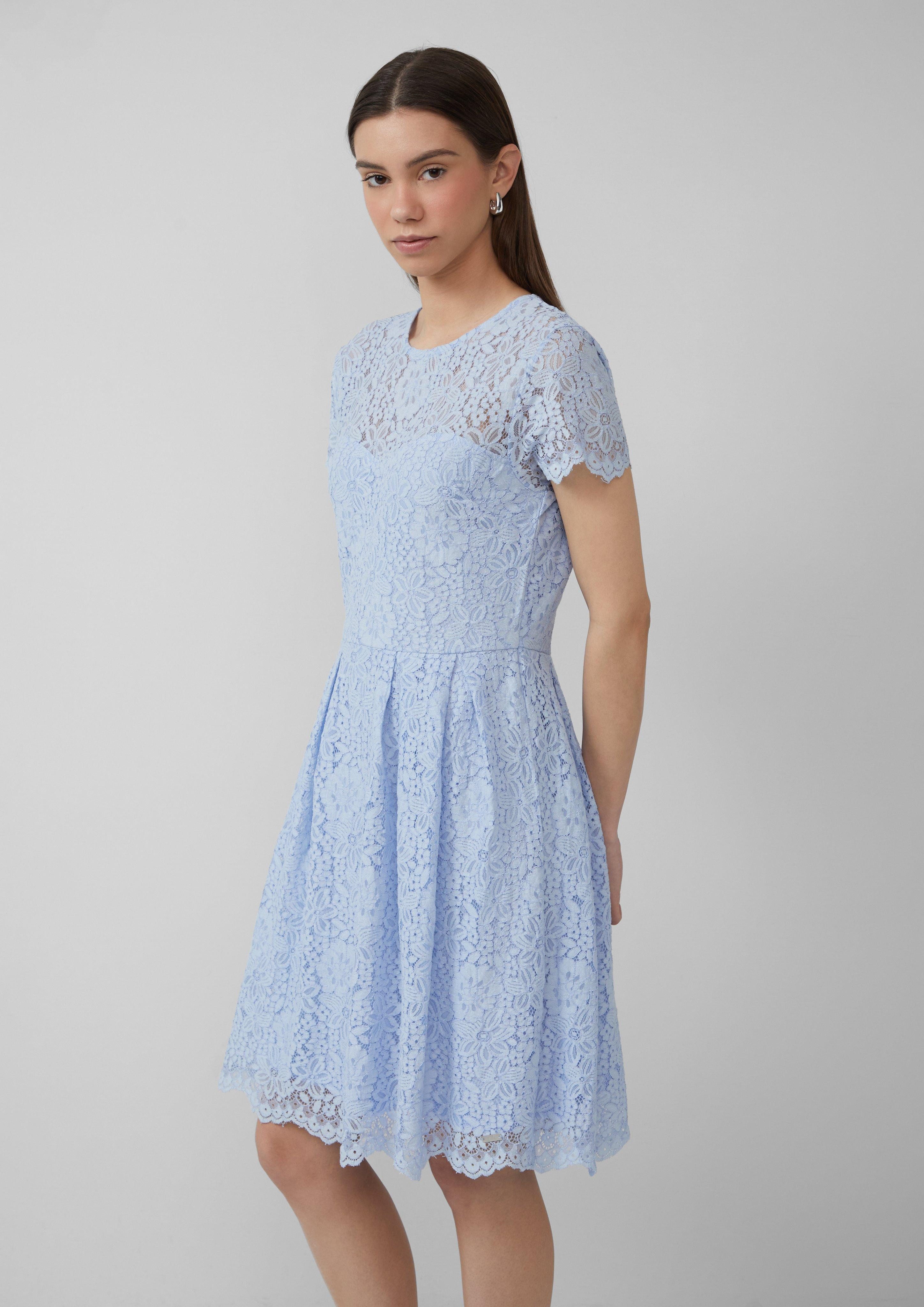 QS Minikleid Tailliertes Spitzenkleid Bogenkante günstig online kaufen