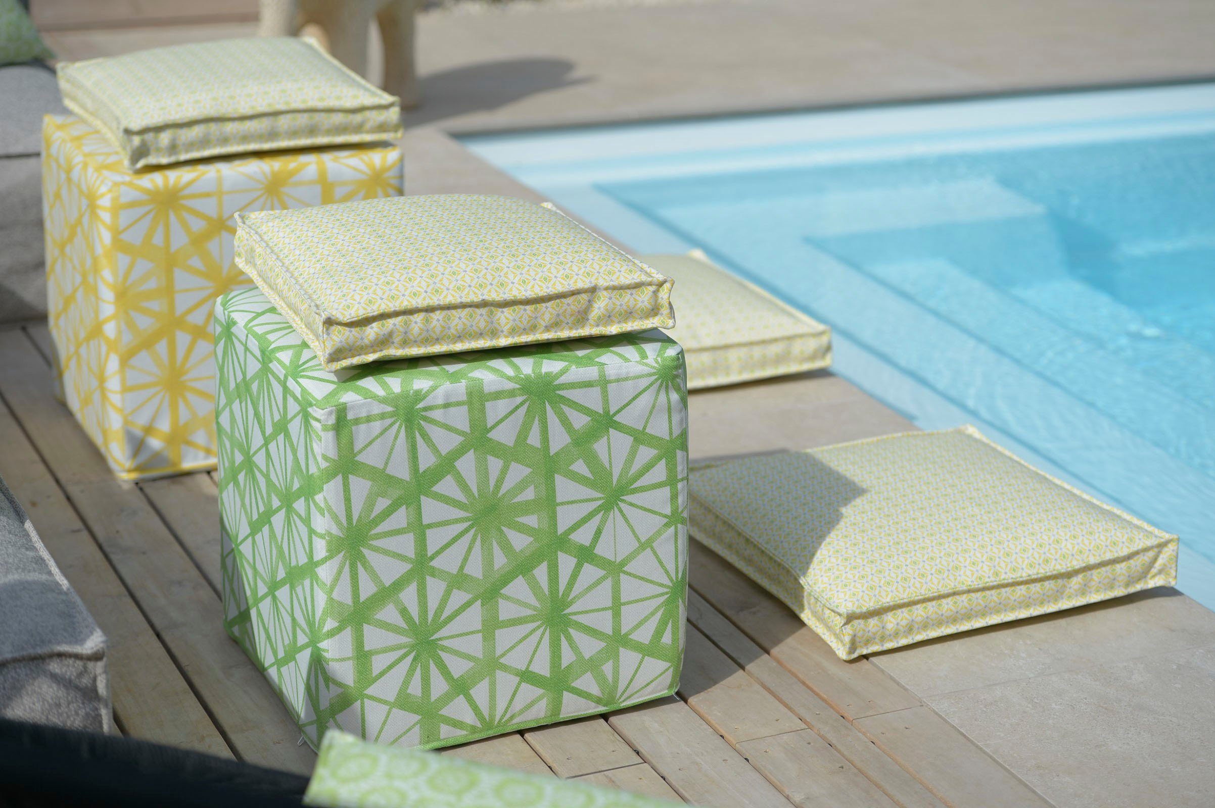 H.O.C.K. Sitzkissen Yuri, mit farbigen Mustermix