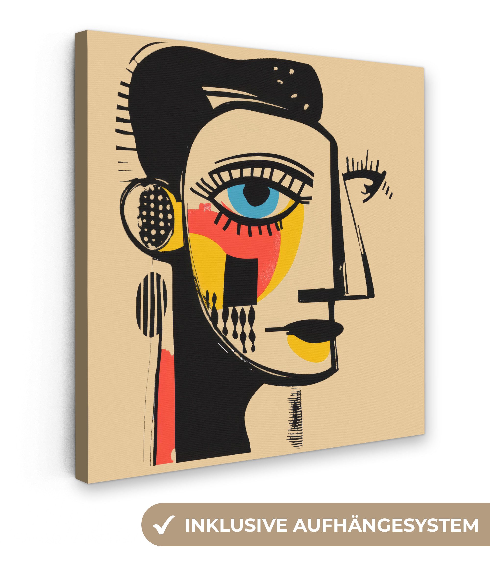 OneMillionCanvasses® Leinwandbild Geometrisch - Leuchtende Farben - Kubistischer Stil, Fotodruck (1 St), Wandbild, Deko Schlafzimmer Wohnzimmer Flur 20x20 cm