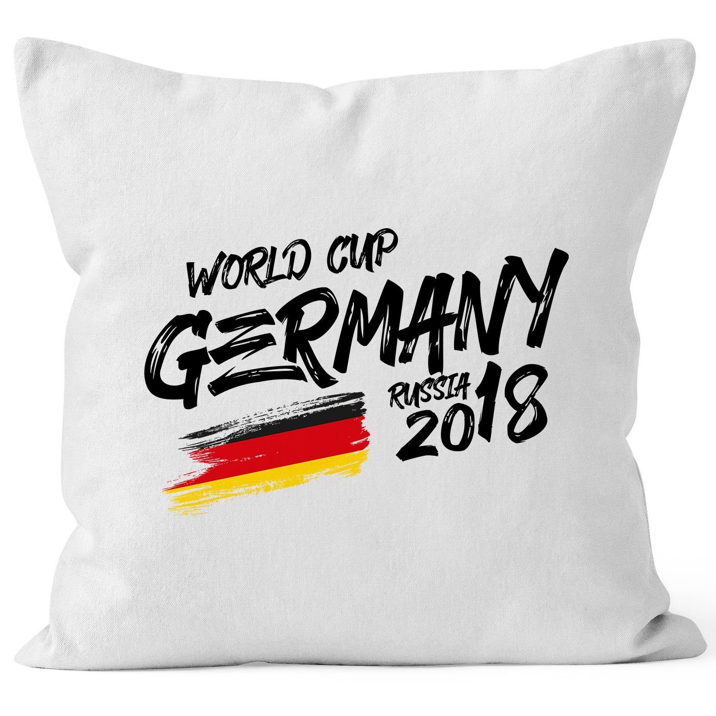 MoonWorks Dekokissen Kissen-Bezug Deutschland WM Fußball Weltmeisterschaft 2018 World Cup Fanartikel Fan-Deko WM-Deko Germany Kissen-Hülle Deko-Kissen Baumwolle MoonWorks® weiß