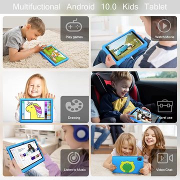 Wqplo mit Silikon-Hülle Tablet (10", 32 GB, Android 12, 2,4G+5G, für Kinder mit Quad Core Processor 5000mAh, WLAN,Bluetooth,Dual-Kamera)
